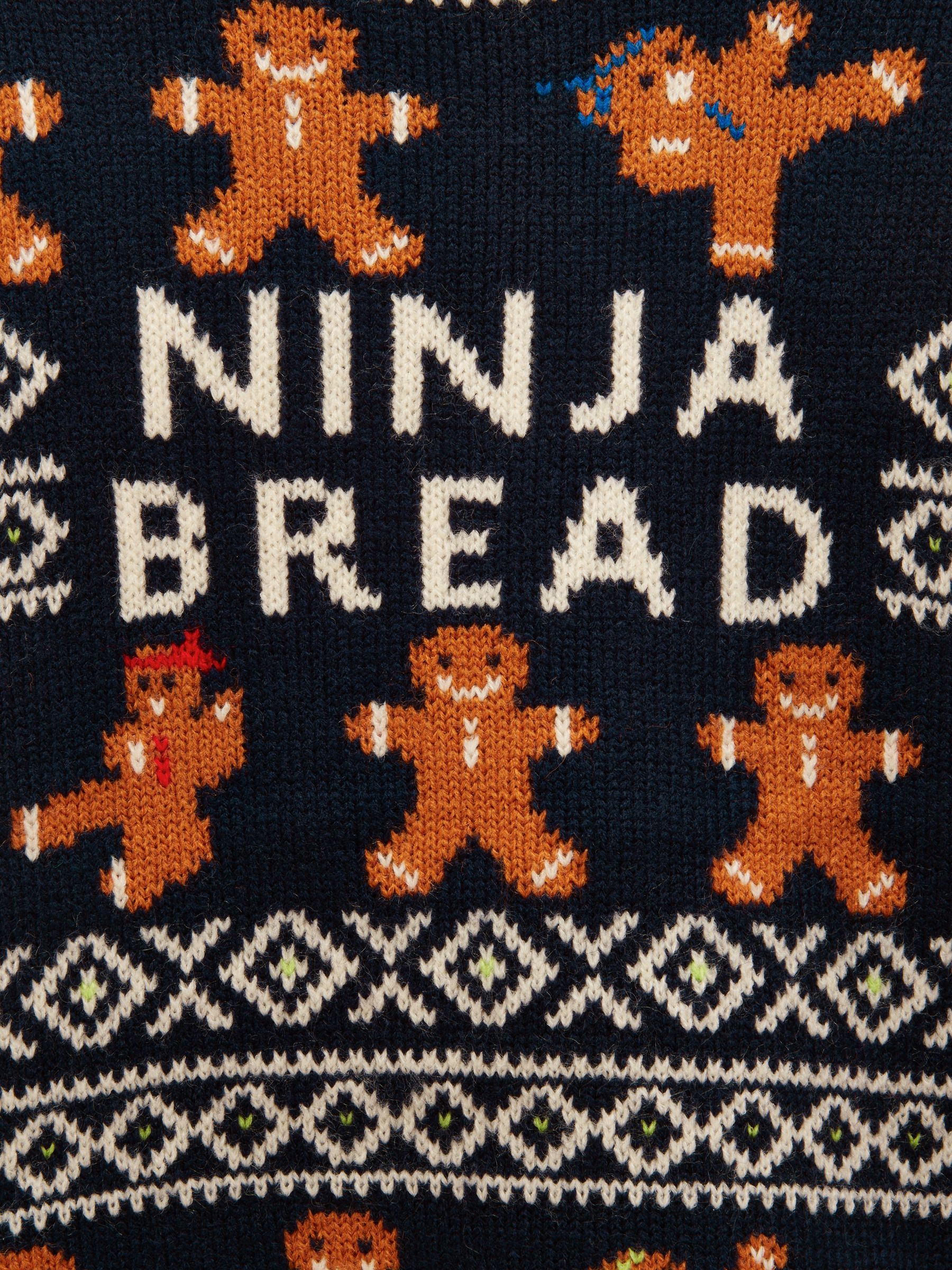 Boys' Ninjabread Navy Crew Neck Knitted Jumper - Image 3 of 3