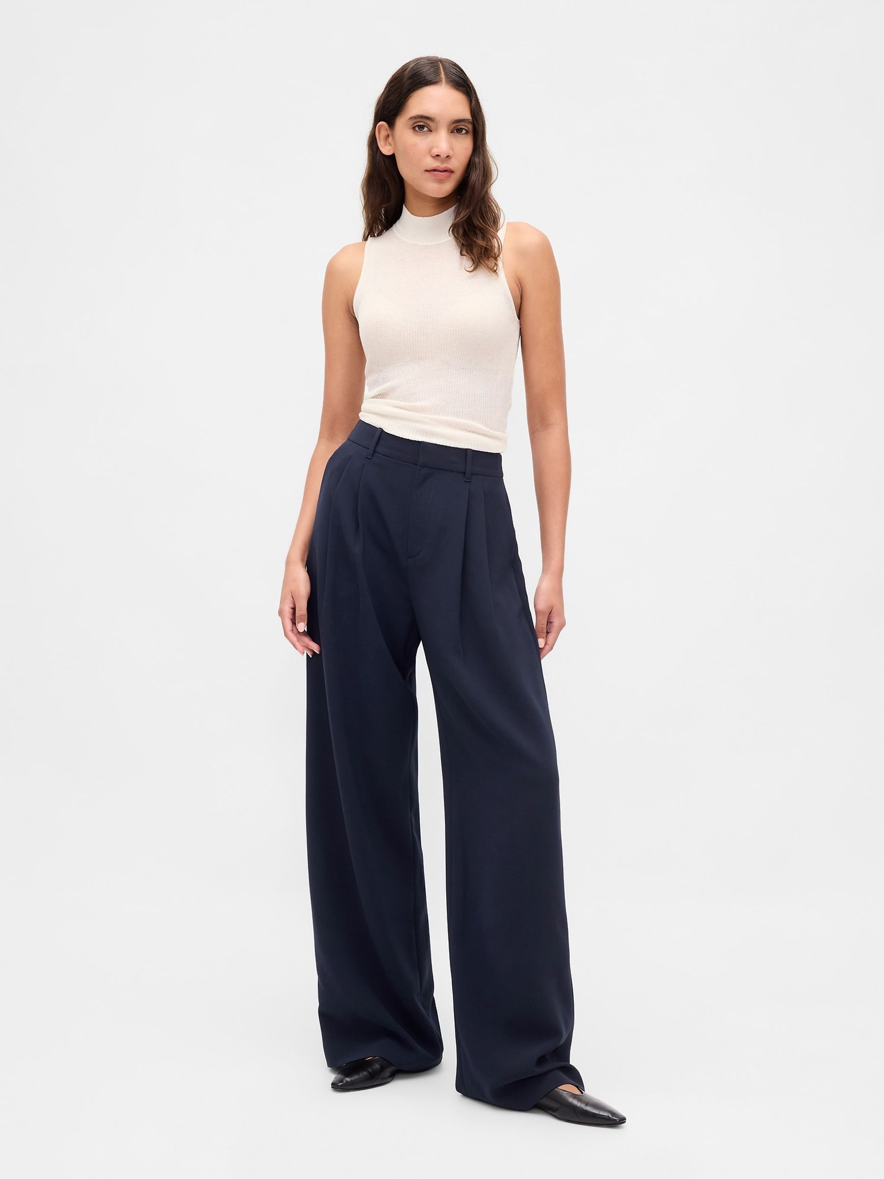 Navy 365 High Waisted Pleated Trousers - Image 3 of 6