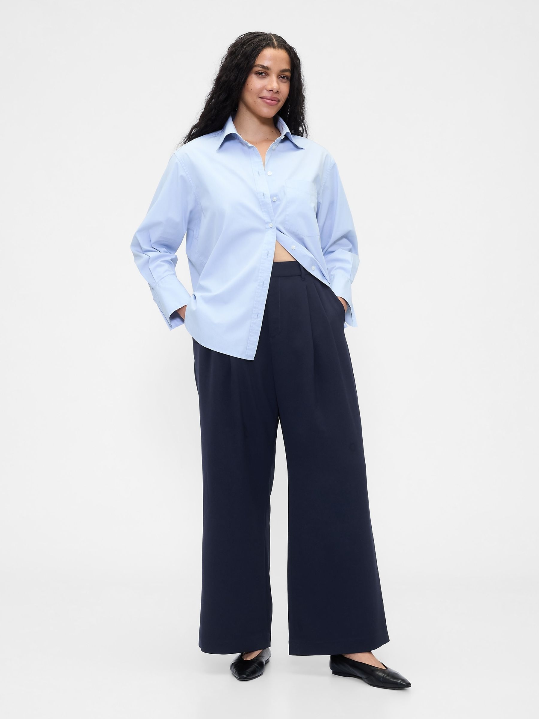 Navy 365 High Waisted Pleated Trousers - Image 5 of 6