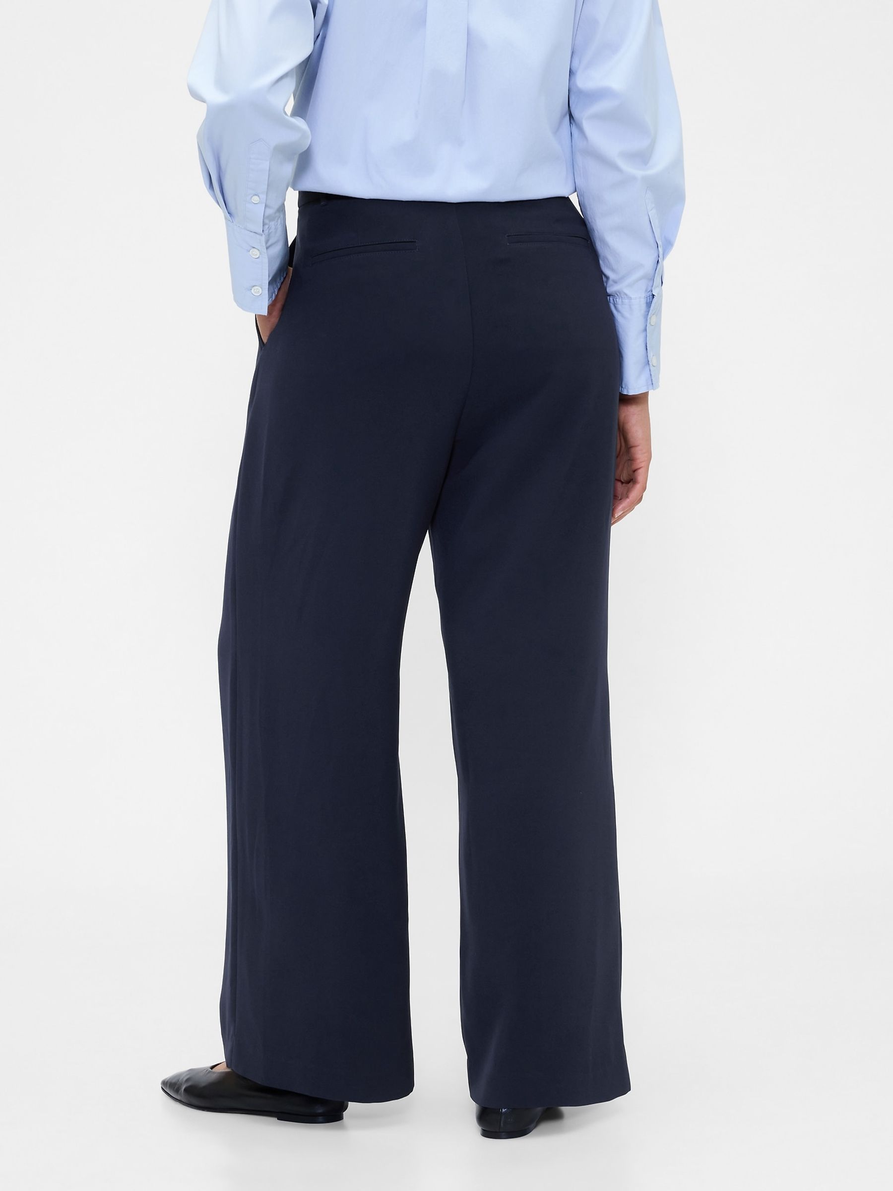 Navy 365 High Waisted Pleated Trousers - Image 6 of 6