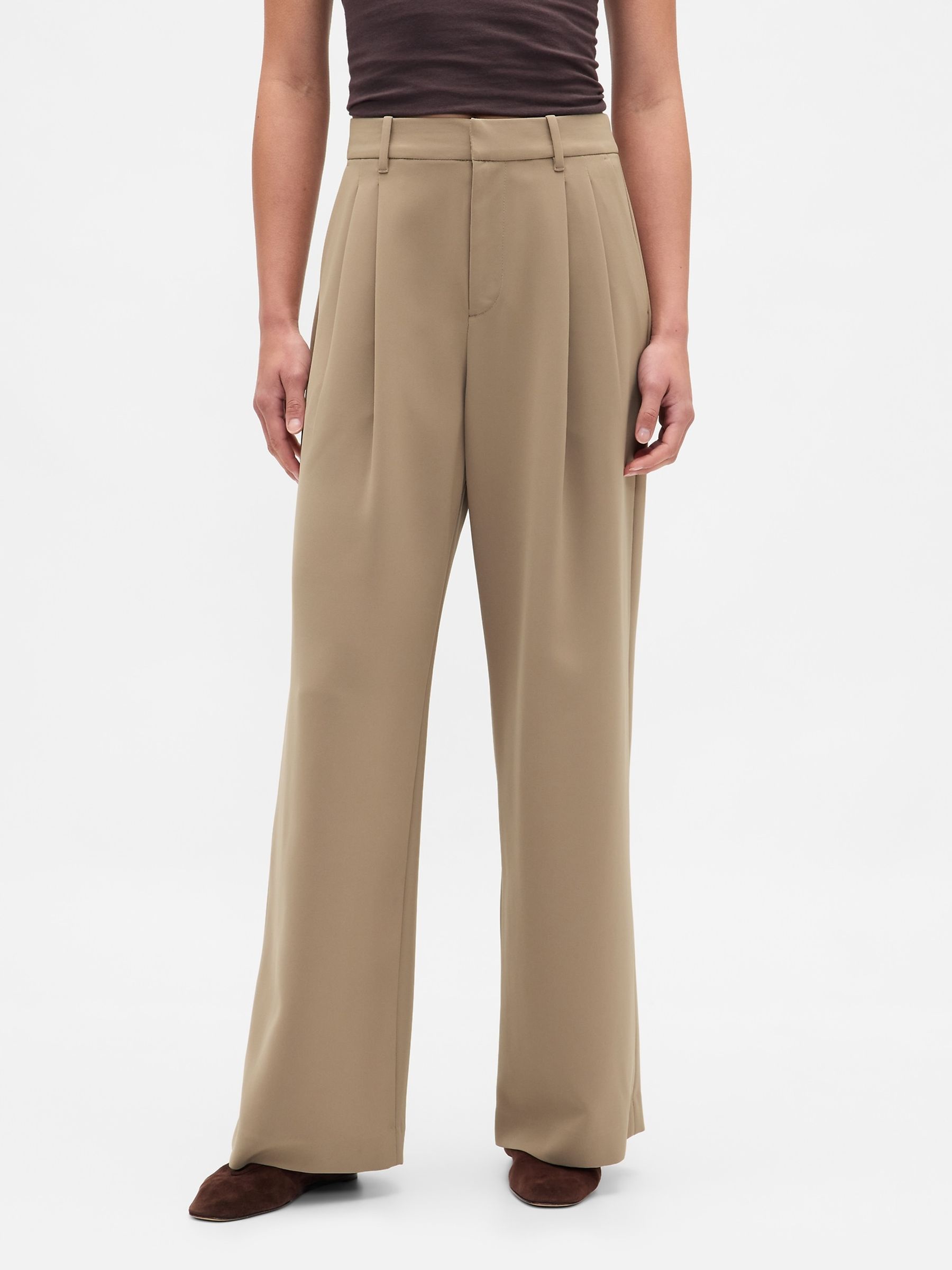 Beige 365 High Waisted Pleated Trousers - Image 1 of 6