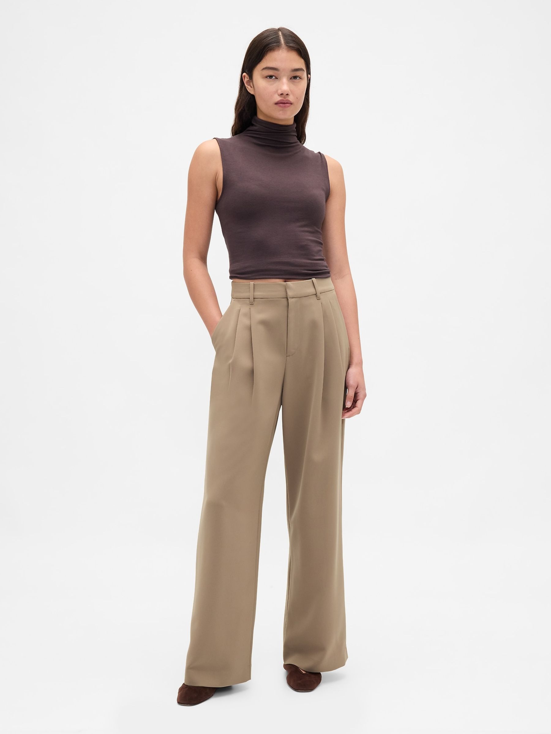 Beige 365 High Waisted Pleated Trousers - Image 3 of 6