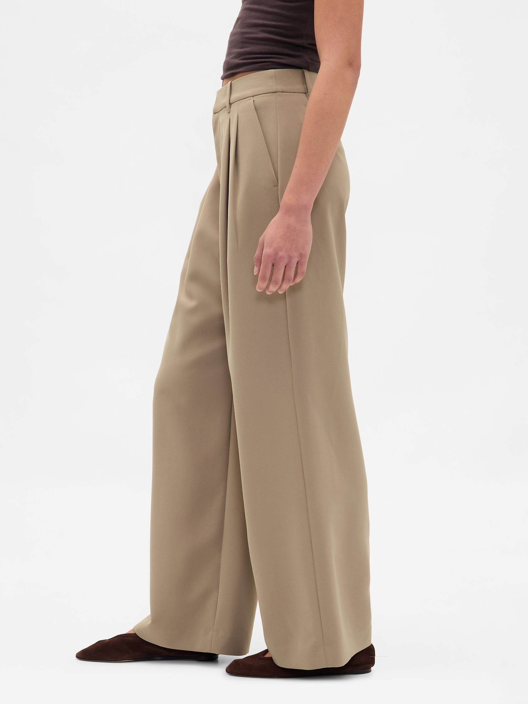 Beige 365 High Waisted Pleated Trousers - Image 4 of 6