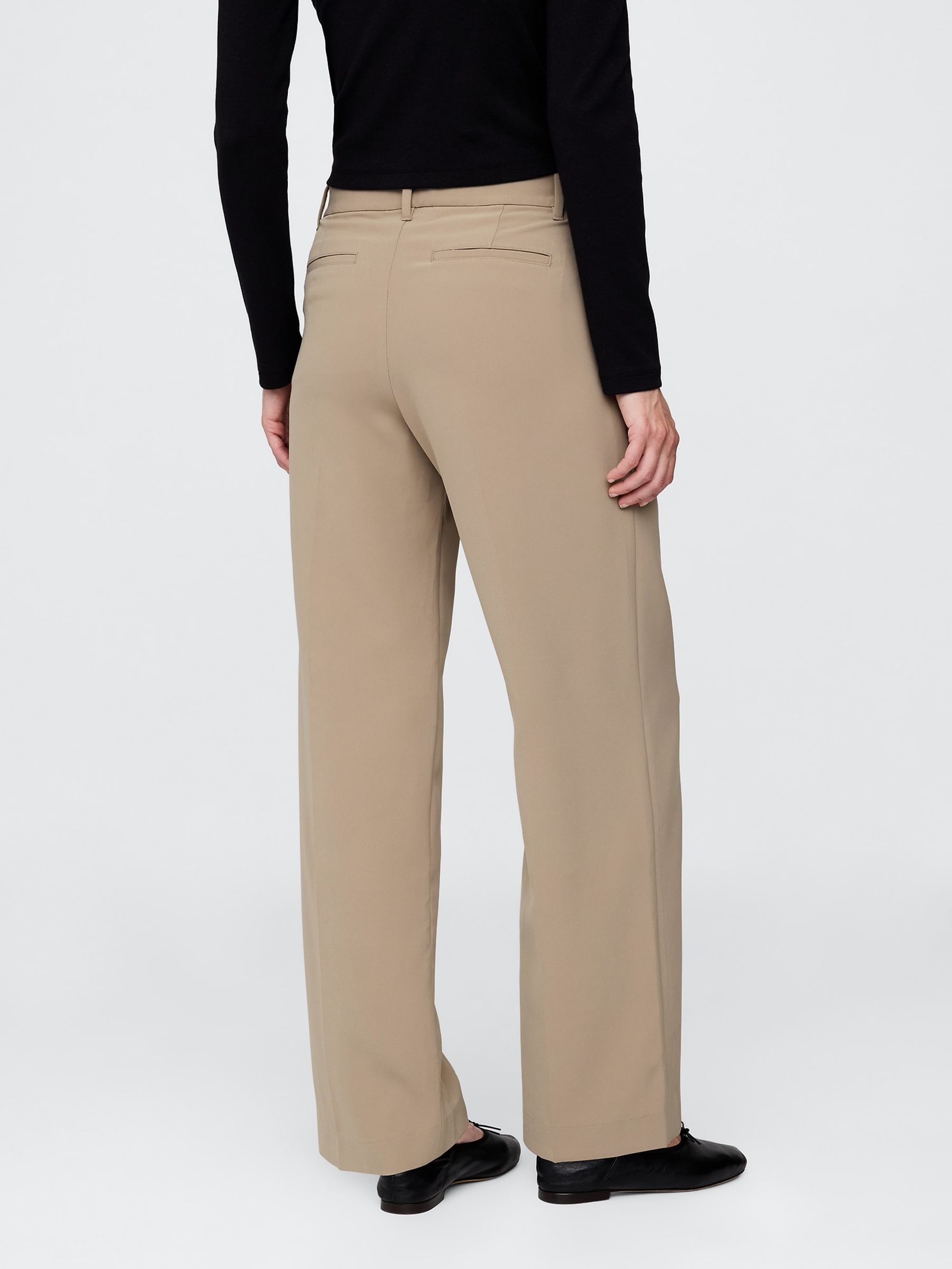 Beige 365 Low Rise Pleated Wide Leg Trousers - Image 2 of 6