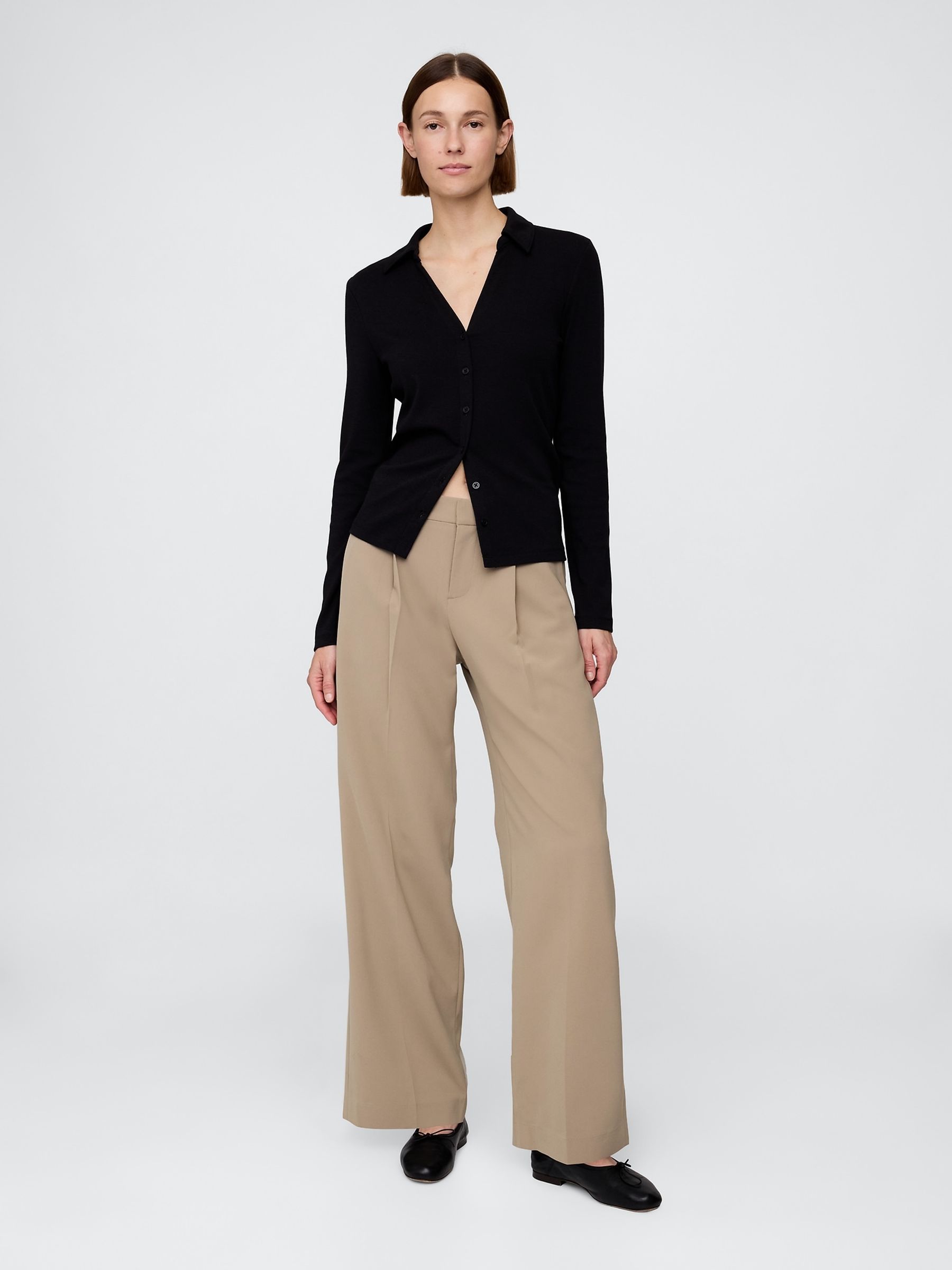 Beige 365 Low Rise Pleated Wide Leg Trousers - Image 4 of 6