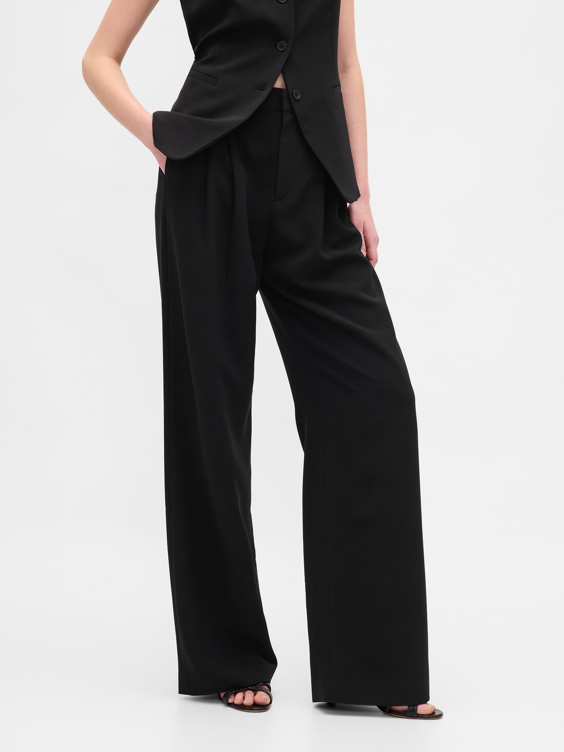 Black 365 High Waisted Pleated Trousers - Image 1 of 6