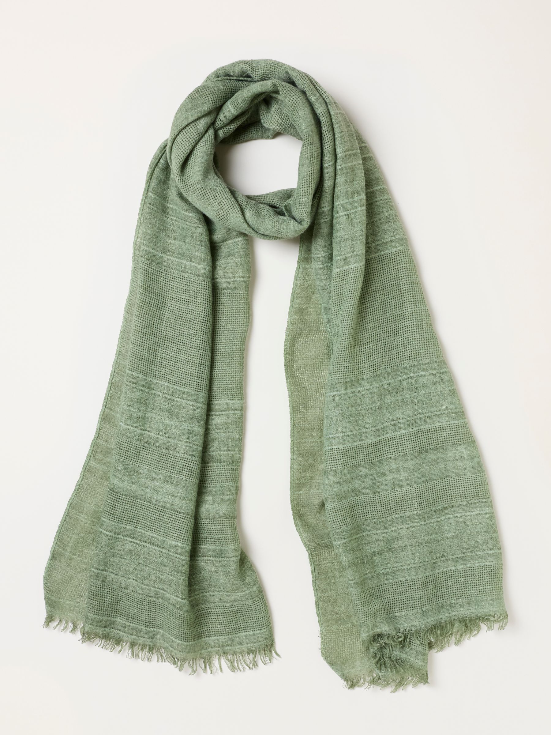Green Textured Lightweight Scarf - Image 1 of 3