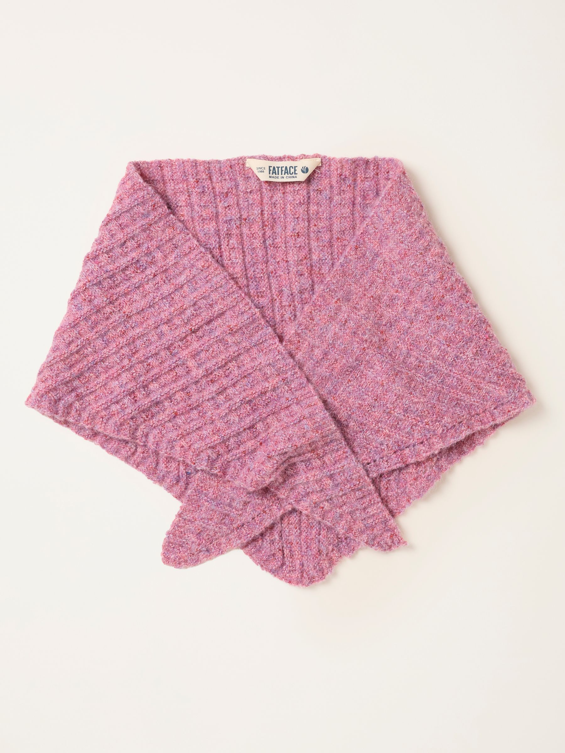 Pink Ribbed Triangle Scarf - Image 1 of 3 Pink Ribbed Triangle Scarf - Image 1 of 3