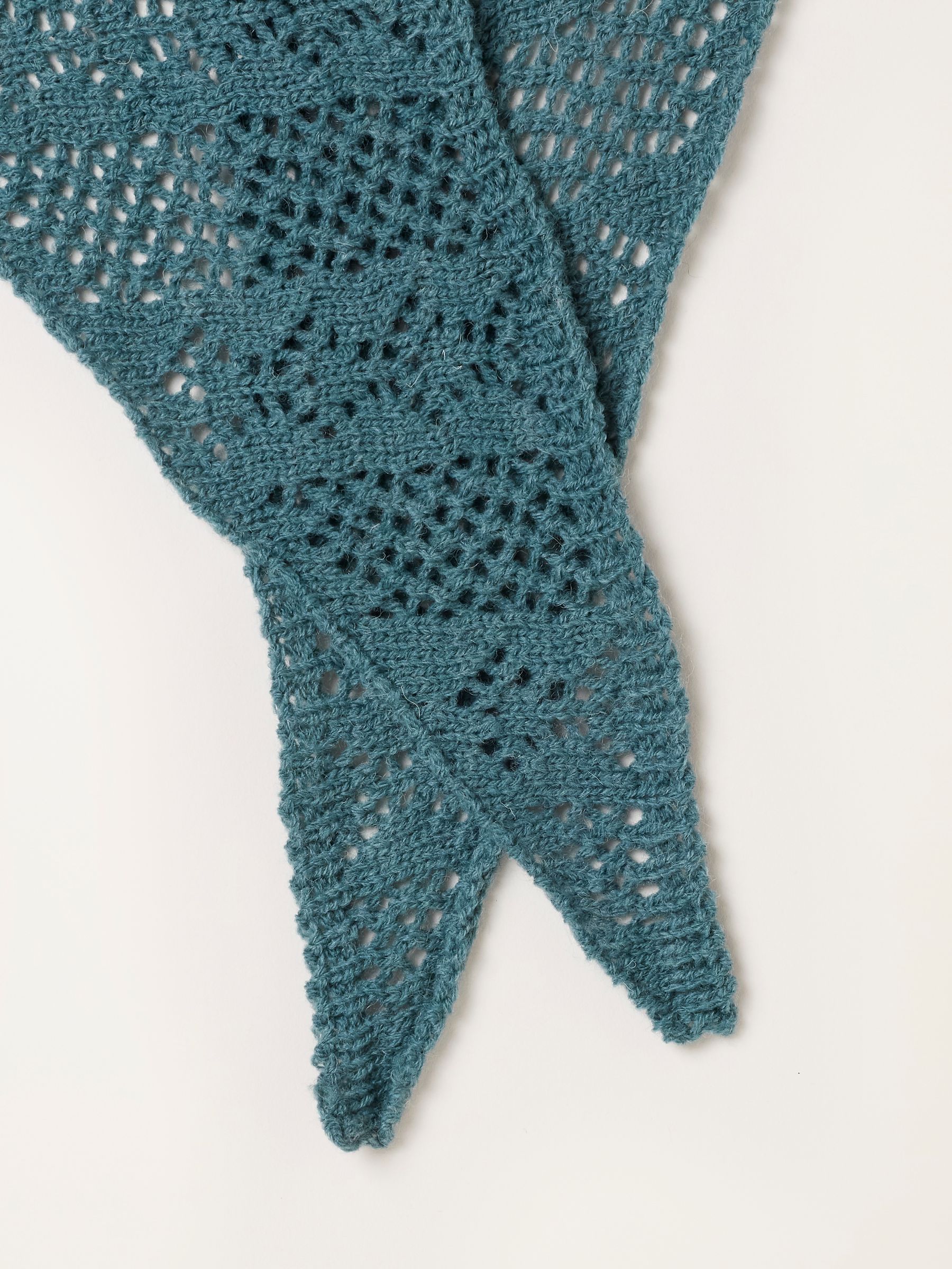 Teal Blue Pointelle Triangle Scarf - Image 3 of 3