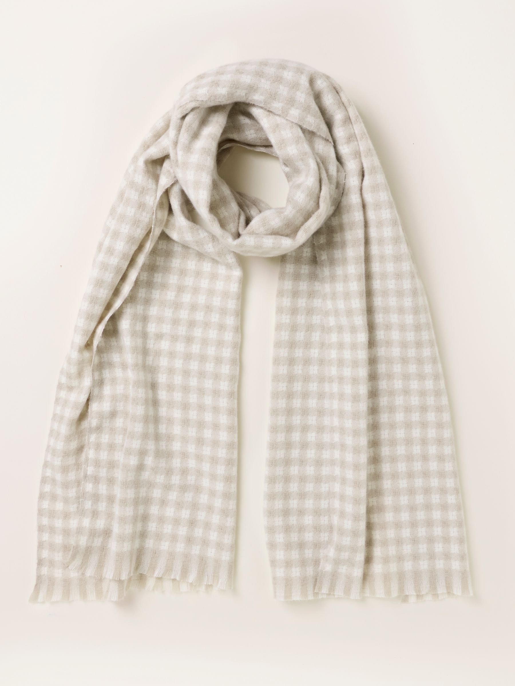 Ivory Gingham Scarf - Image 1 of 3 Ivory Gingham Scarf - Image 1 of 3