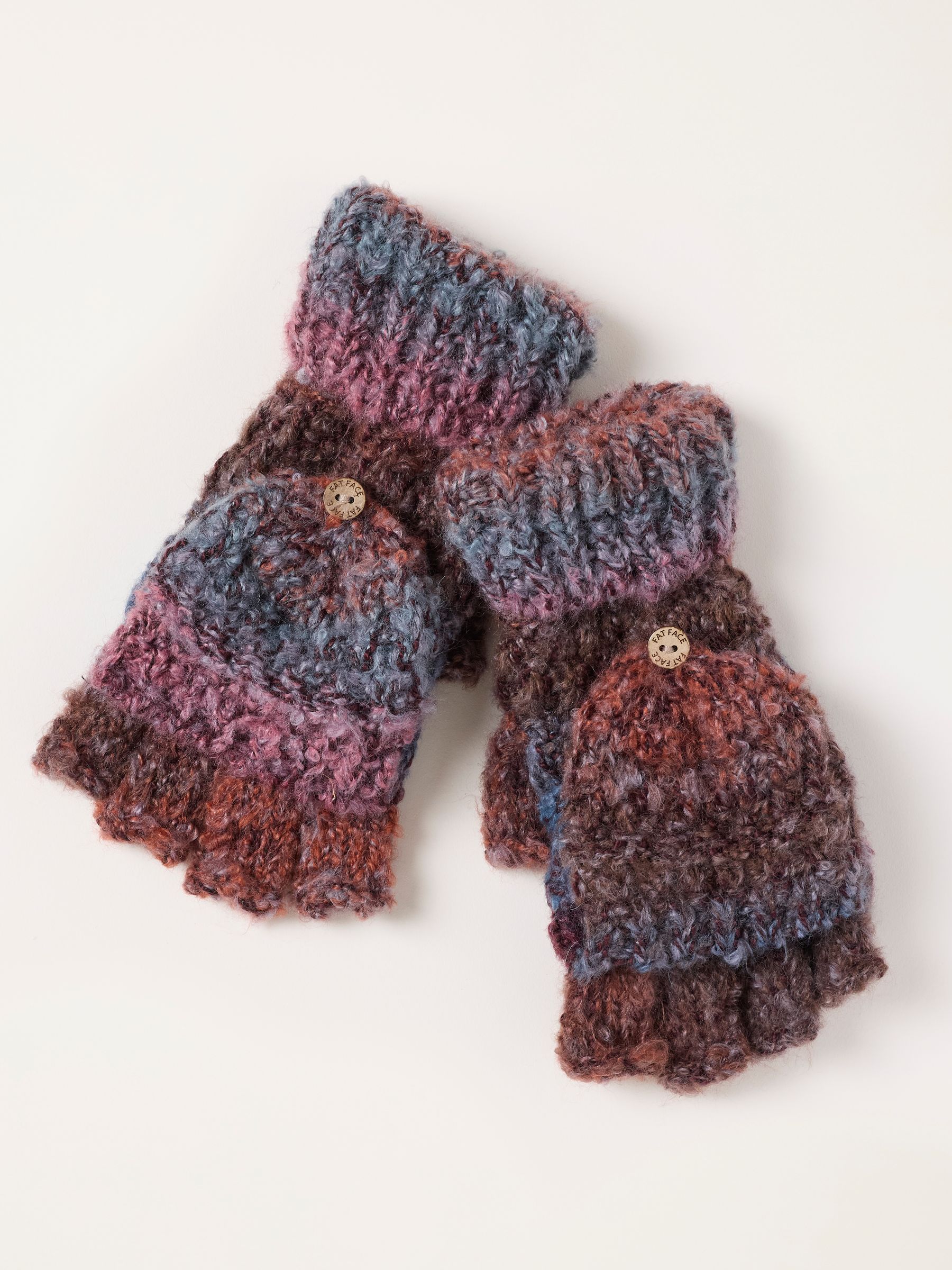 Teal Blue Space Dye Overflap Mittens - Image 1 of 3