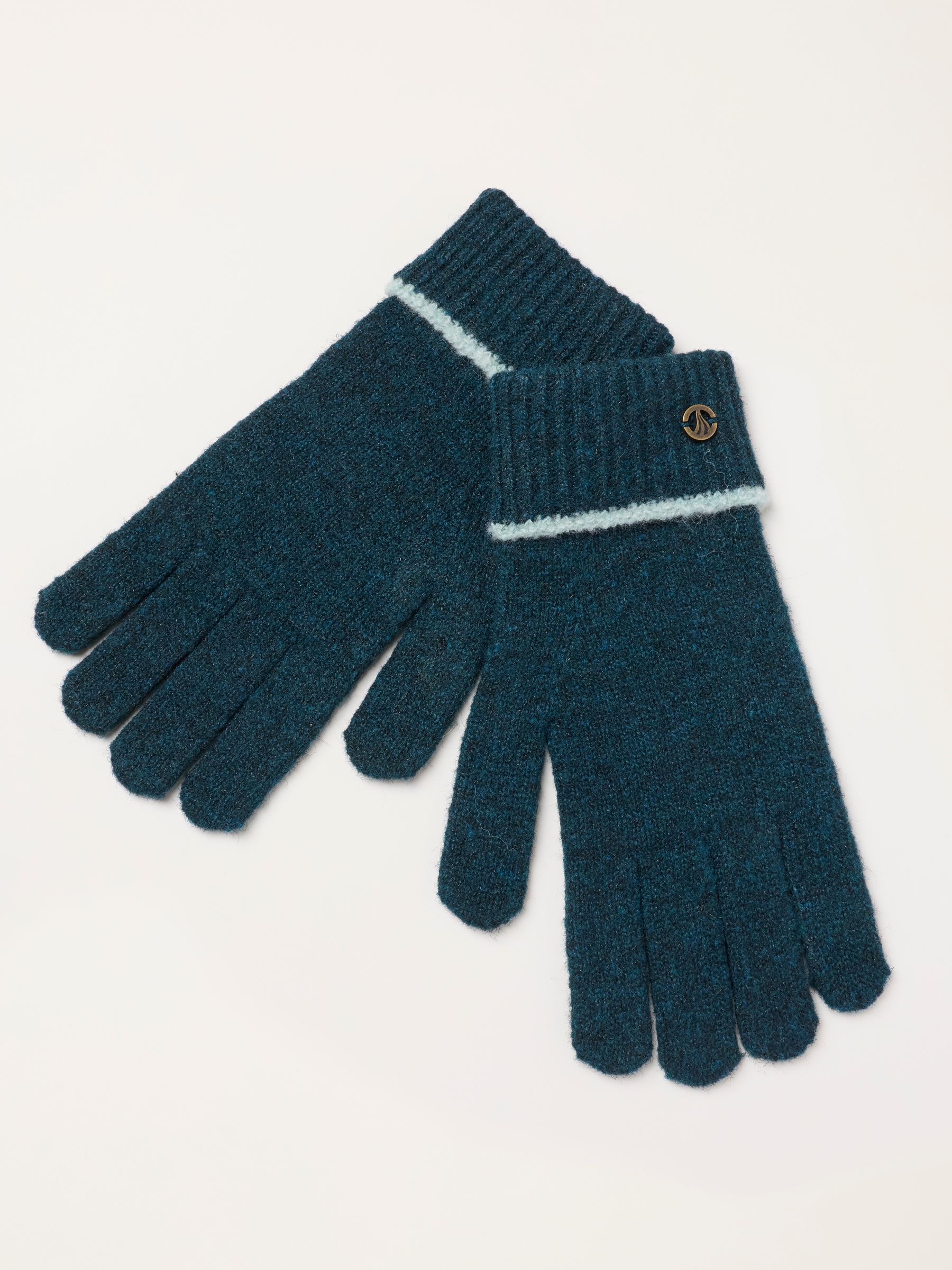 Teal Blue Contrast Edge Gloves - Image 1 of 3