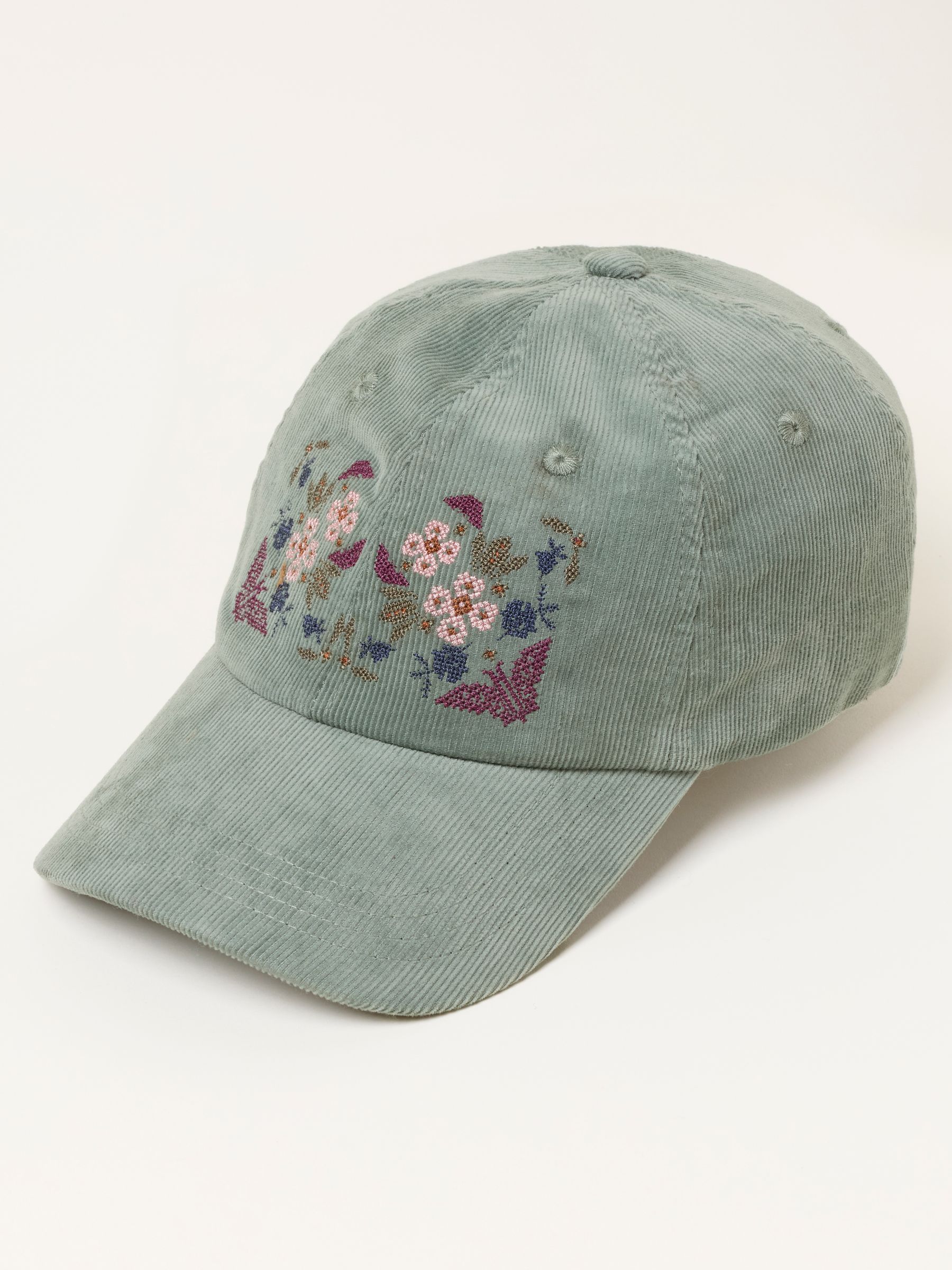 Green Haze Cord Floral Embroiderd Cap - Image 1 of 3