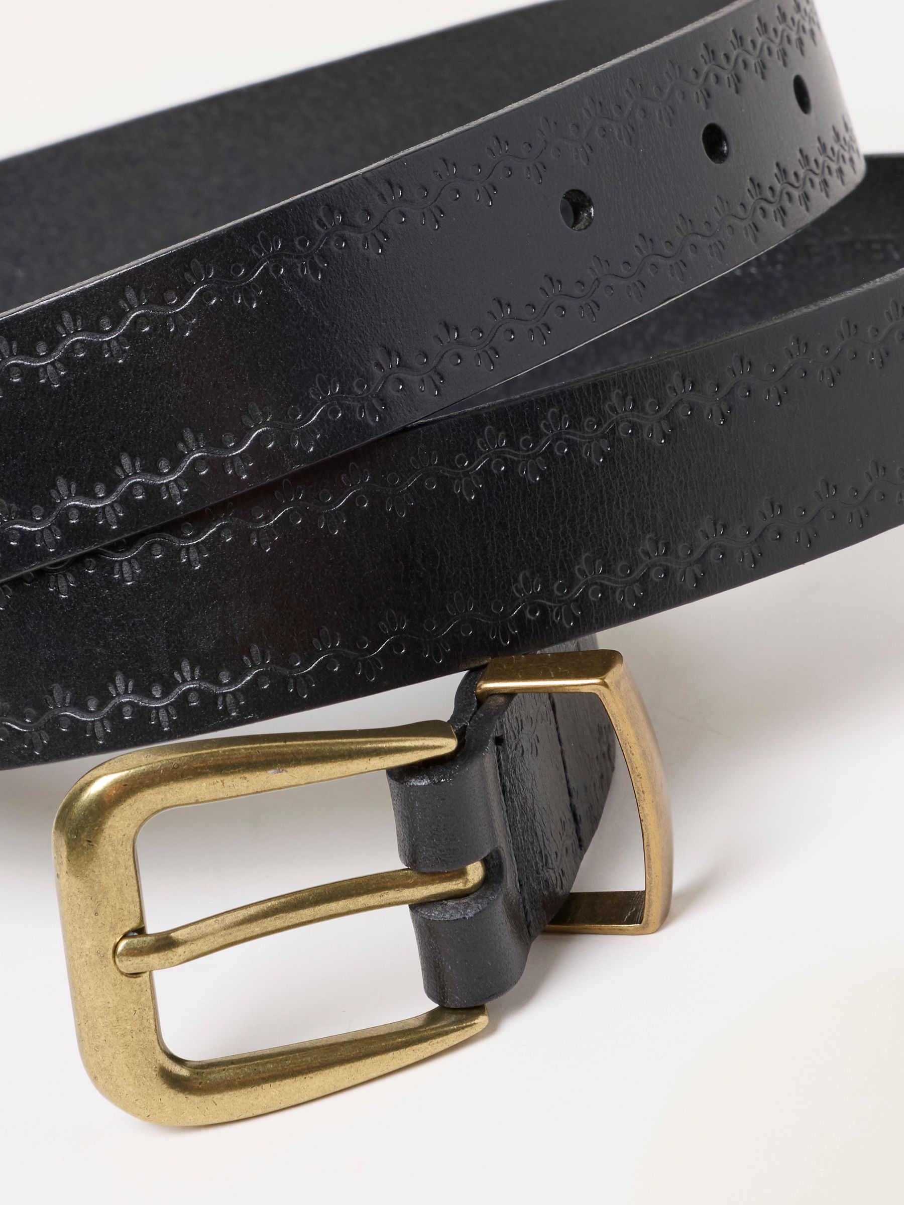 Black Floral Embossed Leather Belt - Image 2 of 3