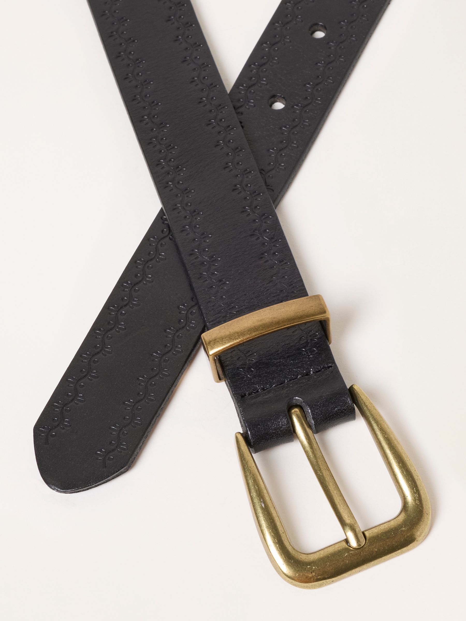 Black Floral Embossed Leather Belt - Image 3 of 3