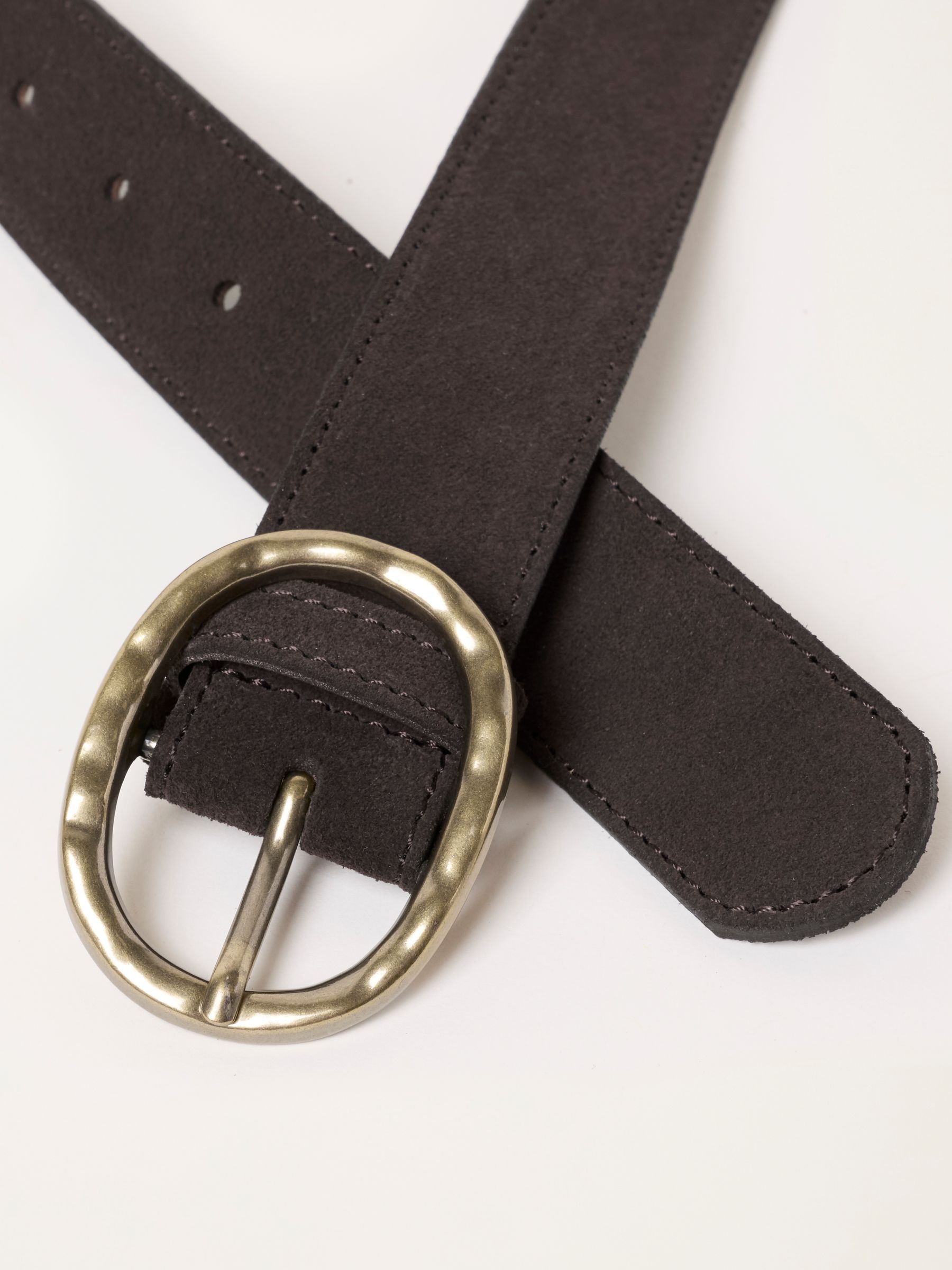 Chocolate Brown Interest Buckle Suede Belt - Image 3 of 3 Chocolate Brown Interest Buckle Suede Belt - Image 3 of 3