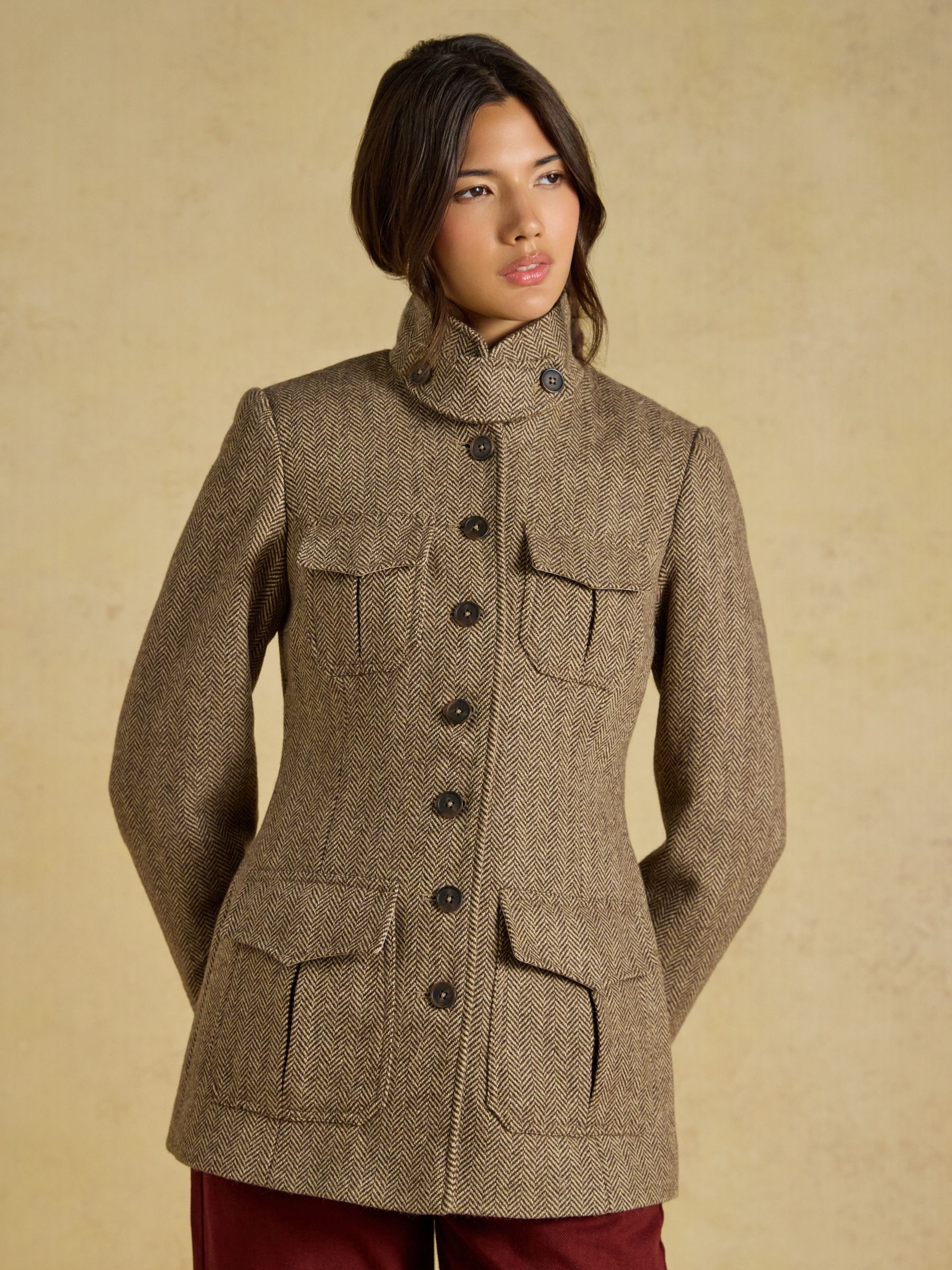 Saddlebury Brown Wool Blend Herringbone Jacket - Image 11 of 13