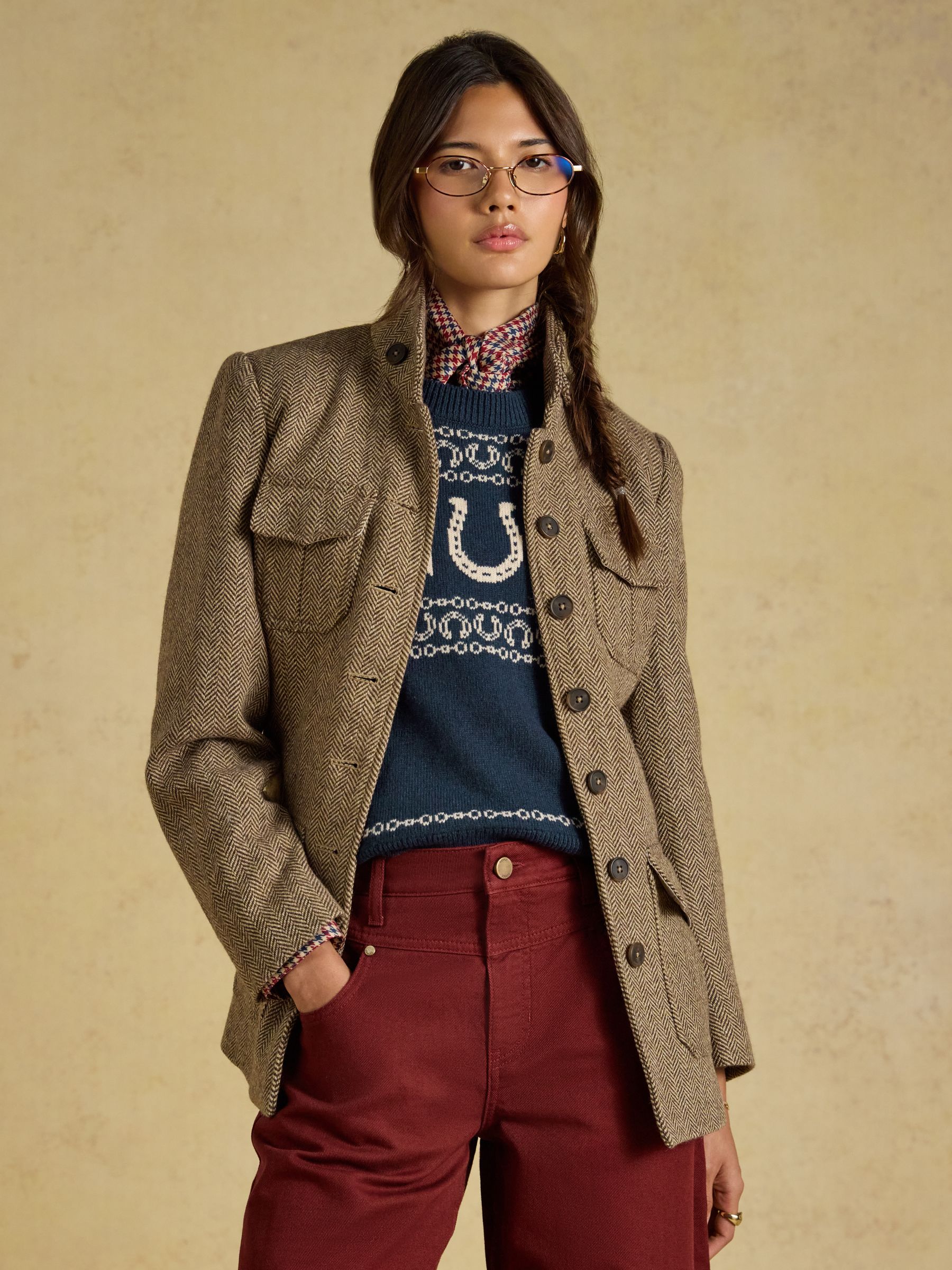 Saddlebury Brown Wool Blend Herringbone Jacket - Image 3 of 13