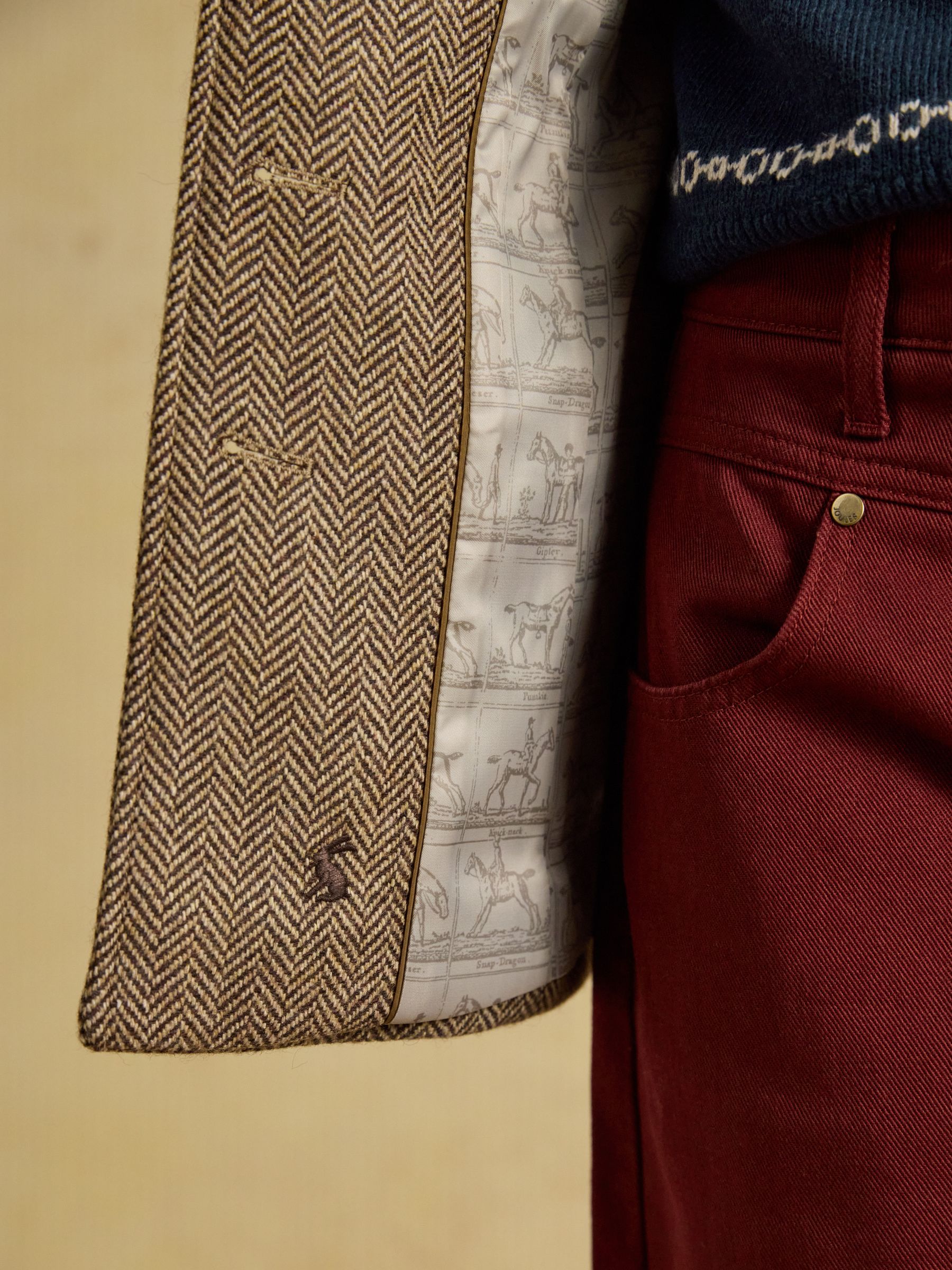 Saddlebury Brown Wool Blend Herringbone Jacket - Image 7 of 13