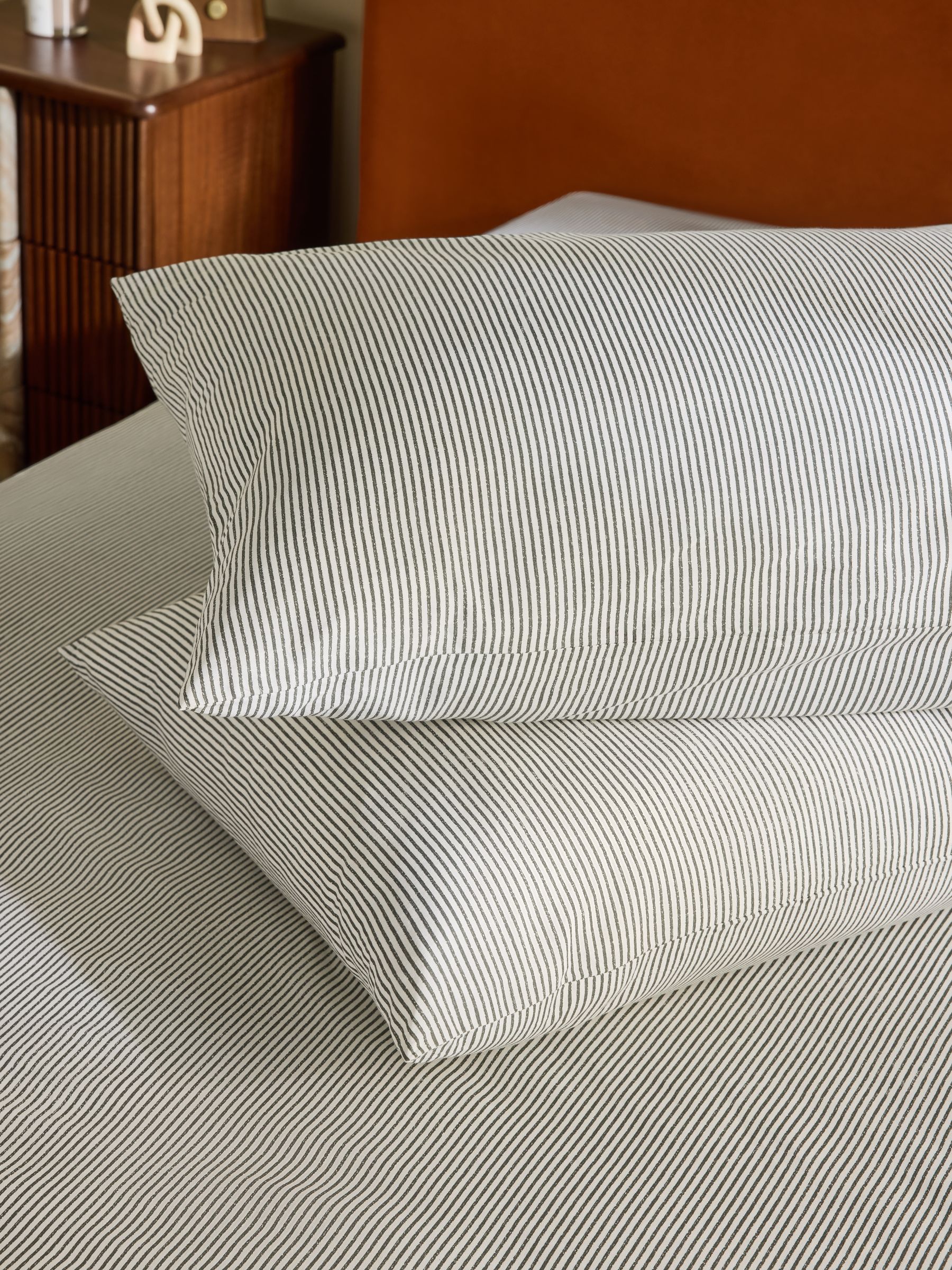 2 Pack Ansel Stripe Pillowcases in Grey - Image 1 of 2
