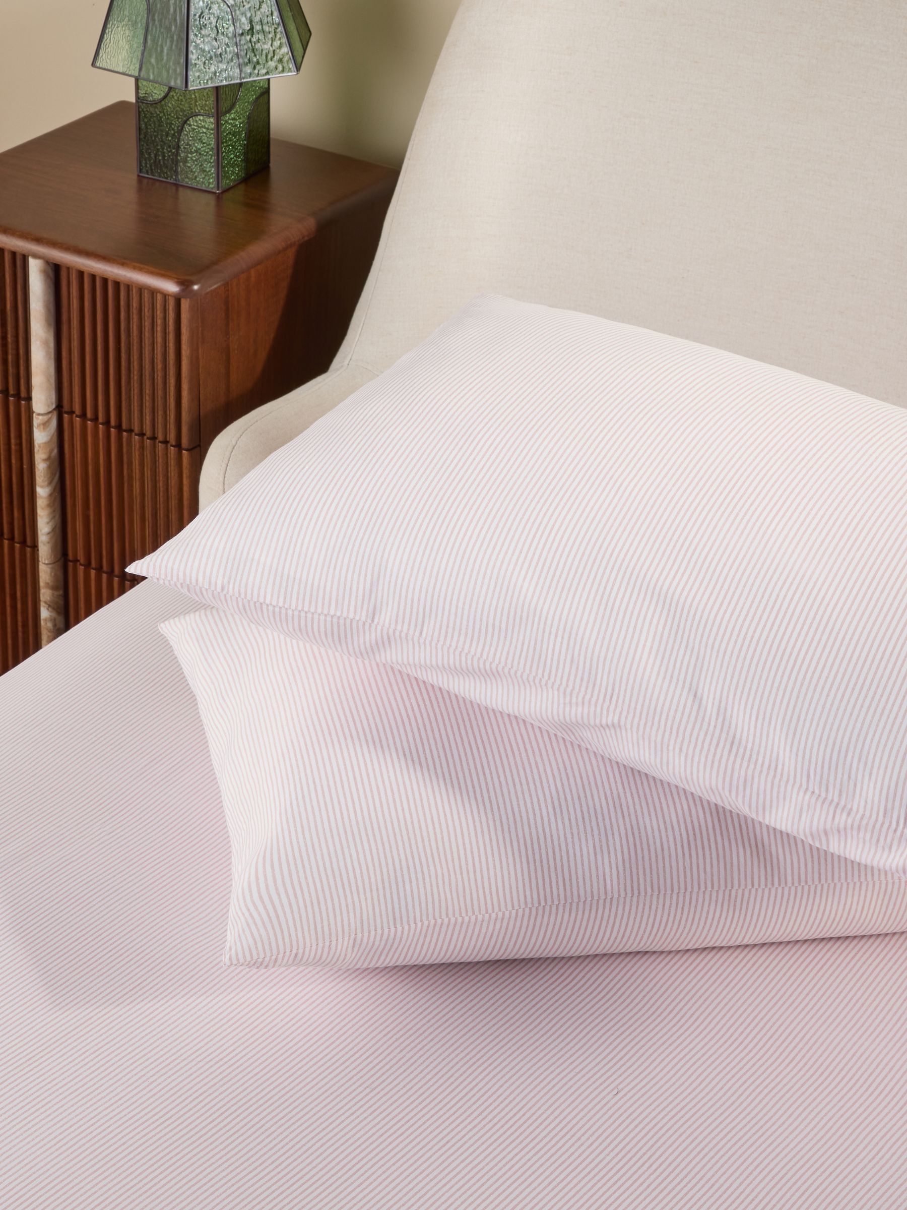 2 Pack Ansel Stripe Pillowcases in Pink - Image 1 of 2