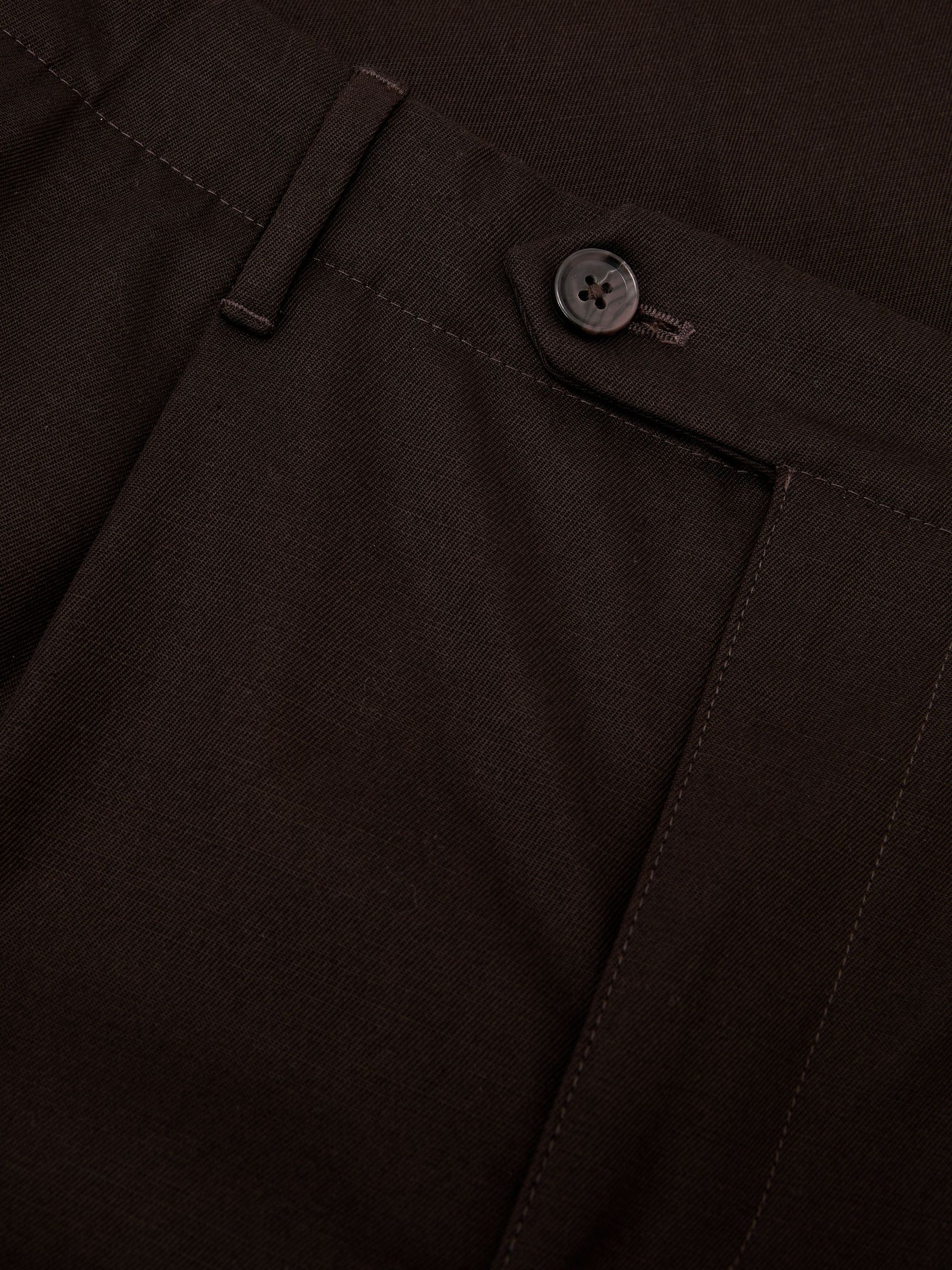 Cotton Slub Pleated Relaxed-Fit Trousers in Brown - Image 7 of 7