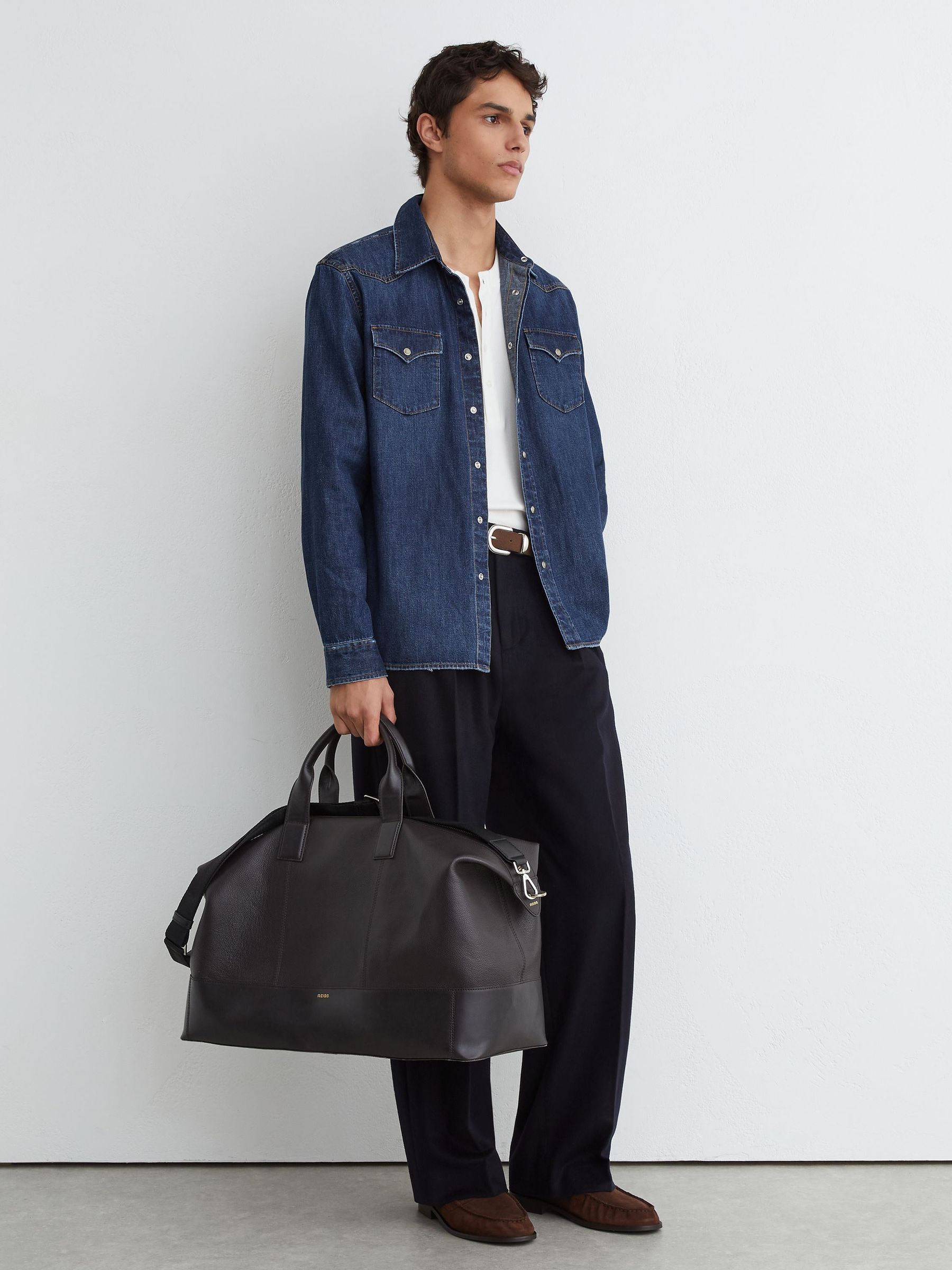 Denim Western Regular-Fit Shirt in Indigo Blue - Image 6 of 8