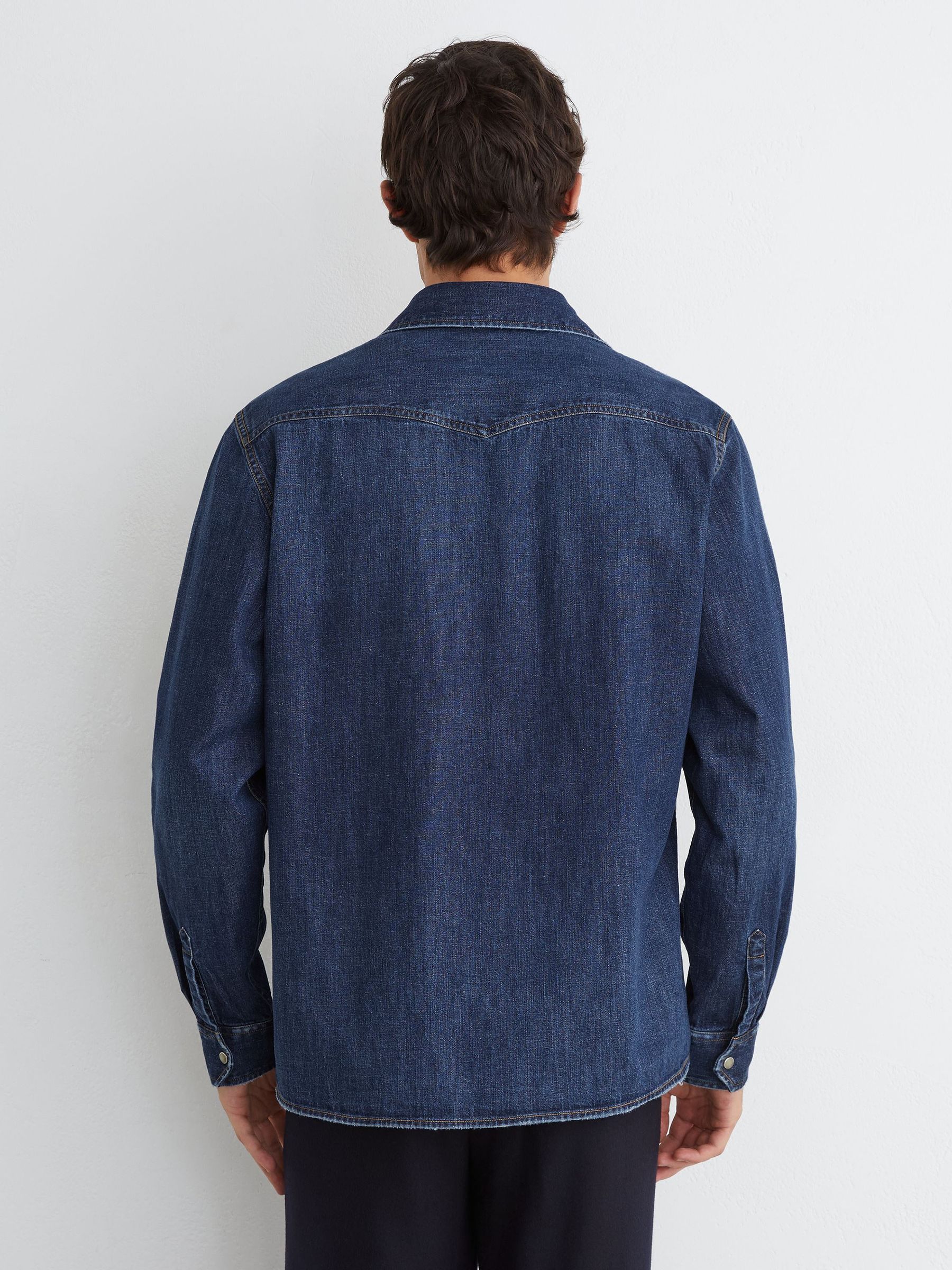 Denim Western Regular-Fit Shirt in Indigo Blue - Image 7 of 8