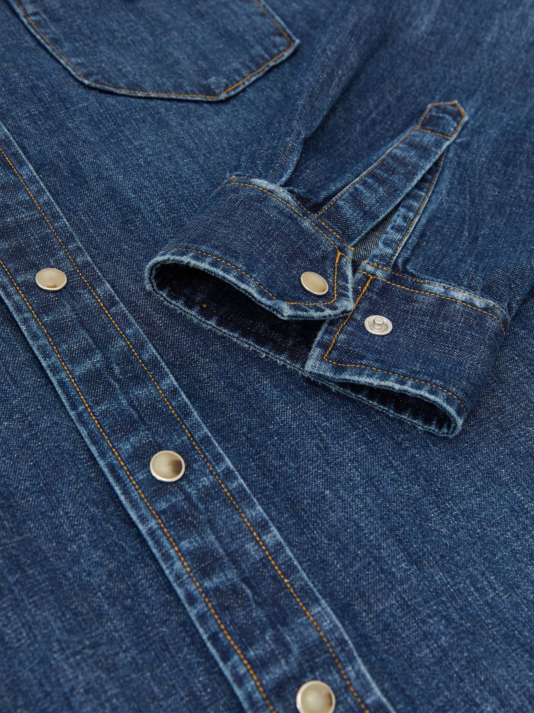 Denim Western Regular-Fit Shirt in Indigo Blue - Image 8 of 8