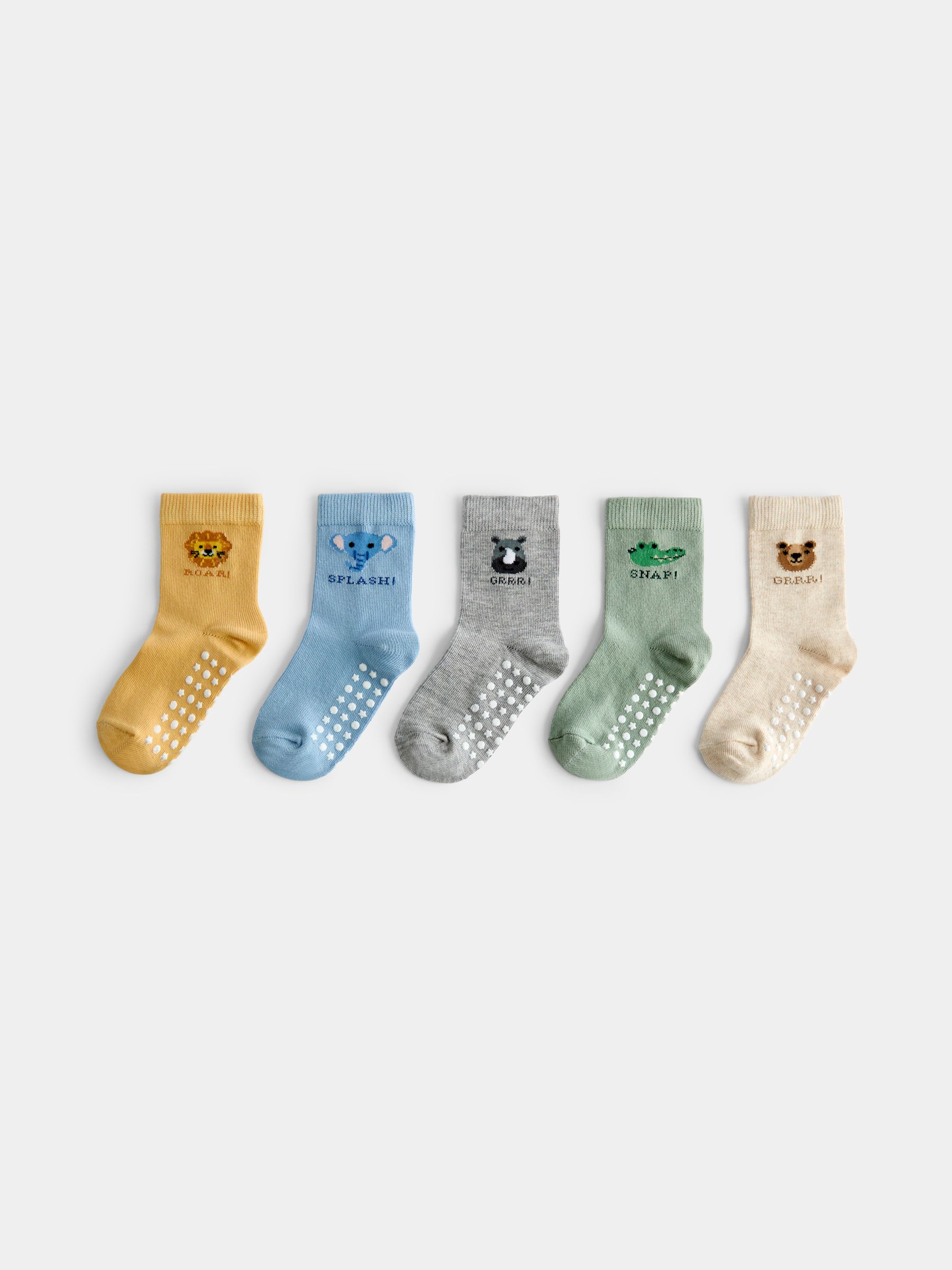 Multi 5-Pack Safari Animal Socks - Image 2 of 4