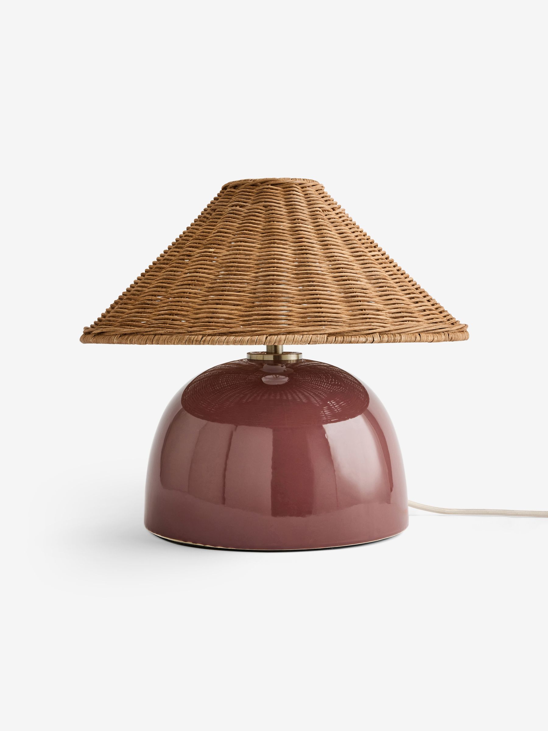 Nora Table Lamp in Burgundy Red/ Rattan - Image 5 of 5