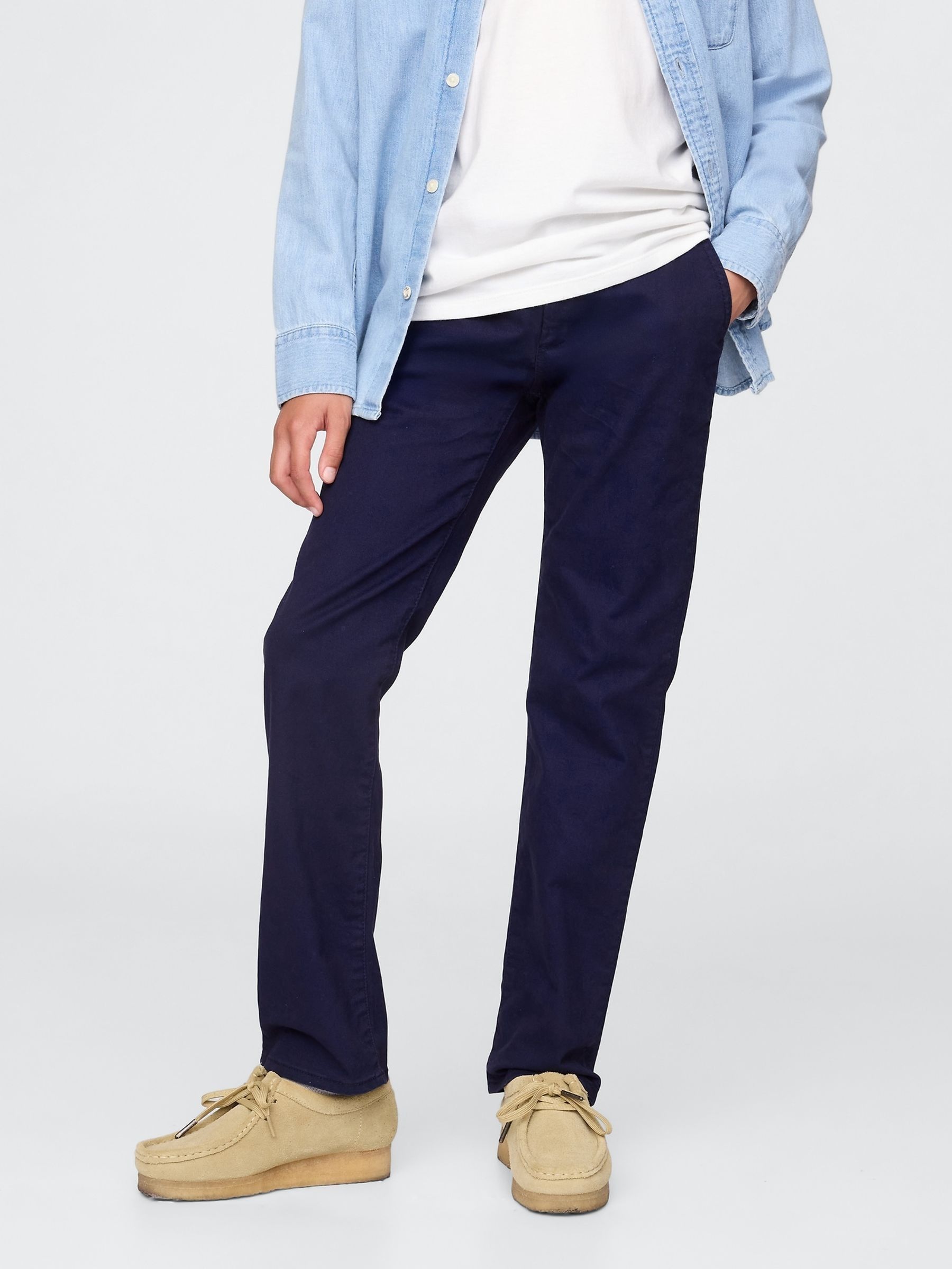 Navy Uniform Straight-Fit Stretch Chinos - Image 1 of 3 Navy Uniform Straight-Fit Stretch Chinos - Image 1 of 3