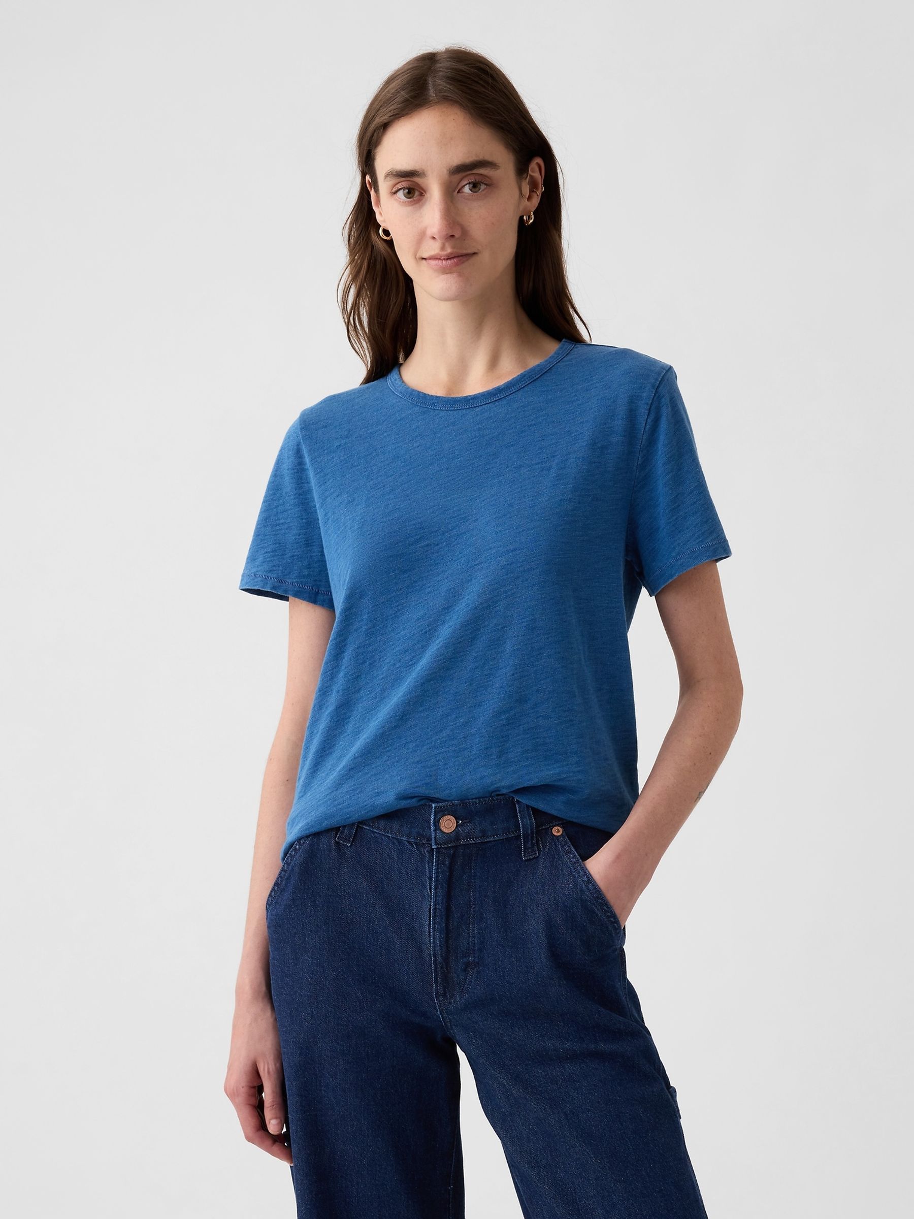 Blue Cotton Short Sleeve Oversized T-Shirt - Image 1 of 6