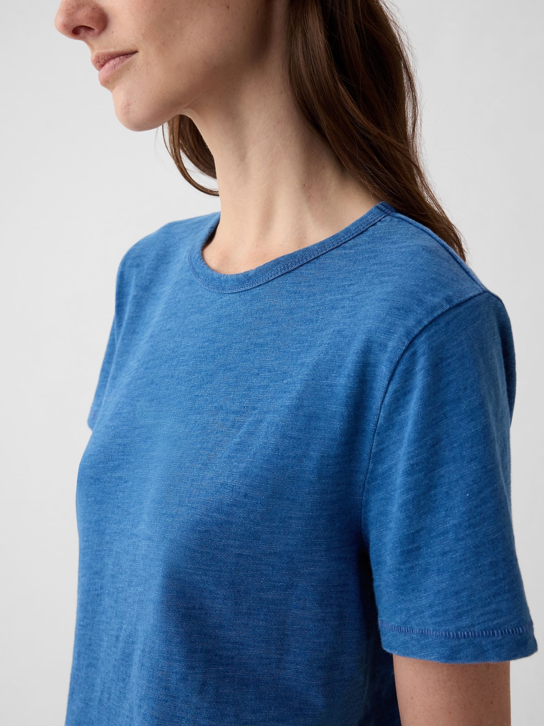 Blue Cotton Short Sleeve Oversized T-Shirt - Image 5 of 6