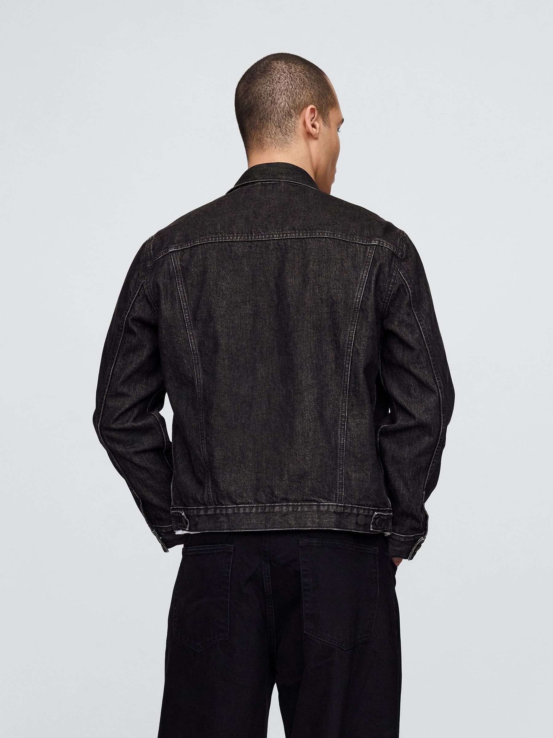 Washed Black Classic Icon Denim Jacket - Image 2 of 4 Washed Black Classic Icon Denim Jacket - Image 2 of 4