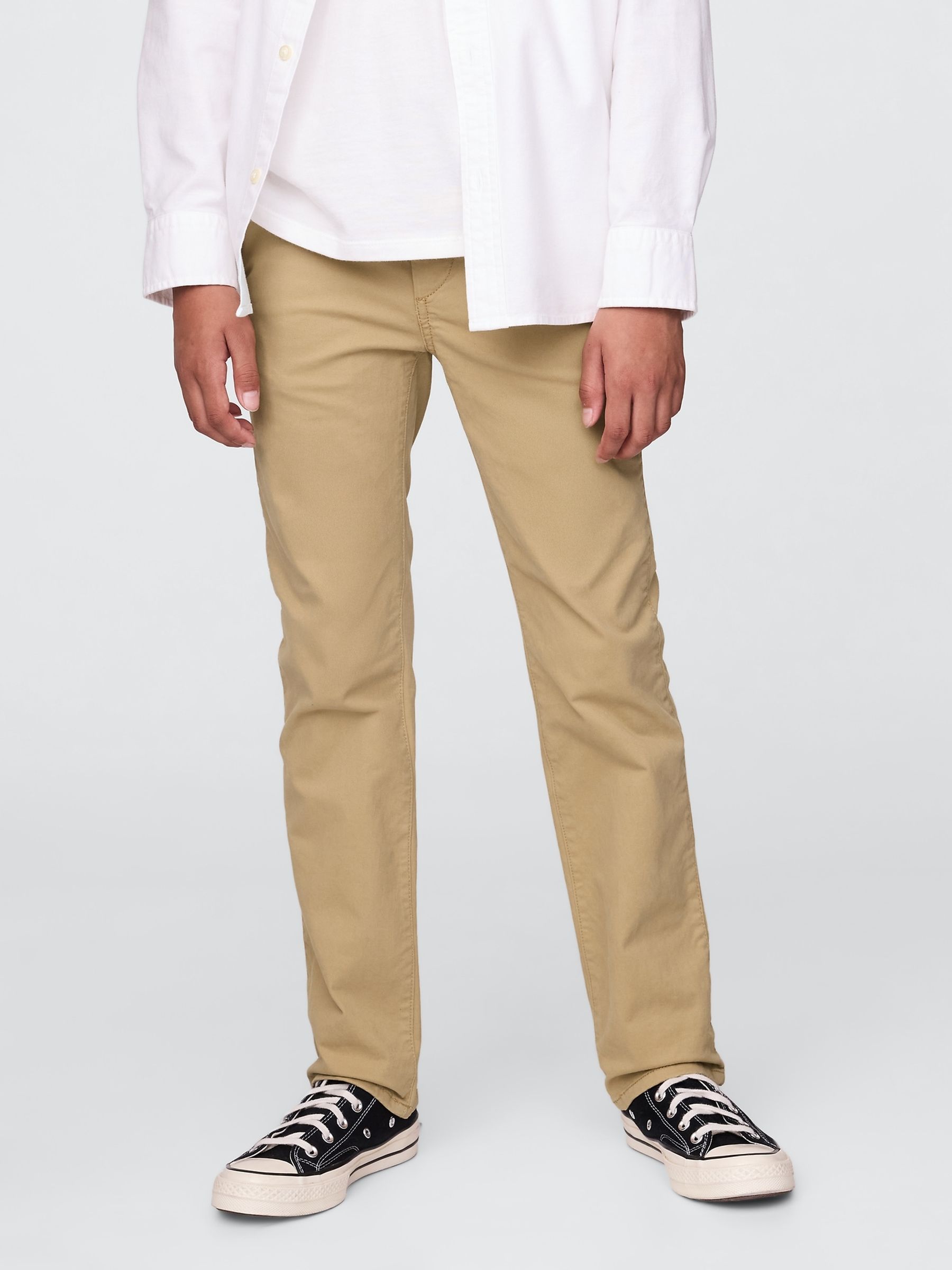 Beige Uniform Straight-Fit Stretch Chinos - Image 1 of 4 Beige Uniform Straight-Fit Stretch Chinos - Image 1 of 4