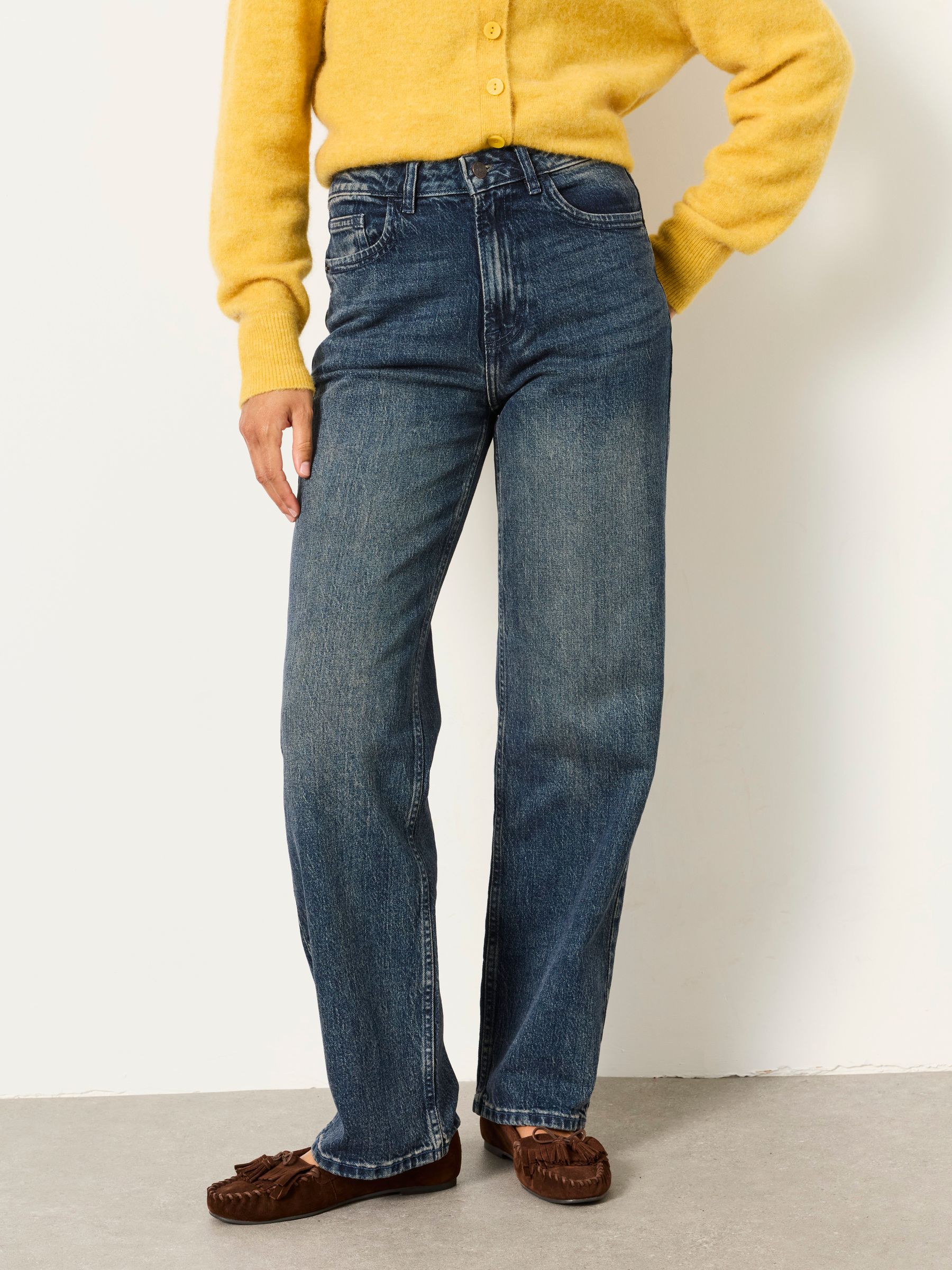 Filby Dark Teal Blue Petite Relaxed Straight Jeans - Image 1 of 6
