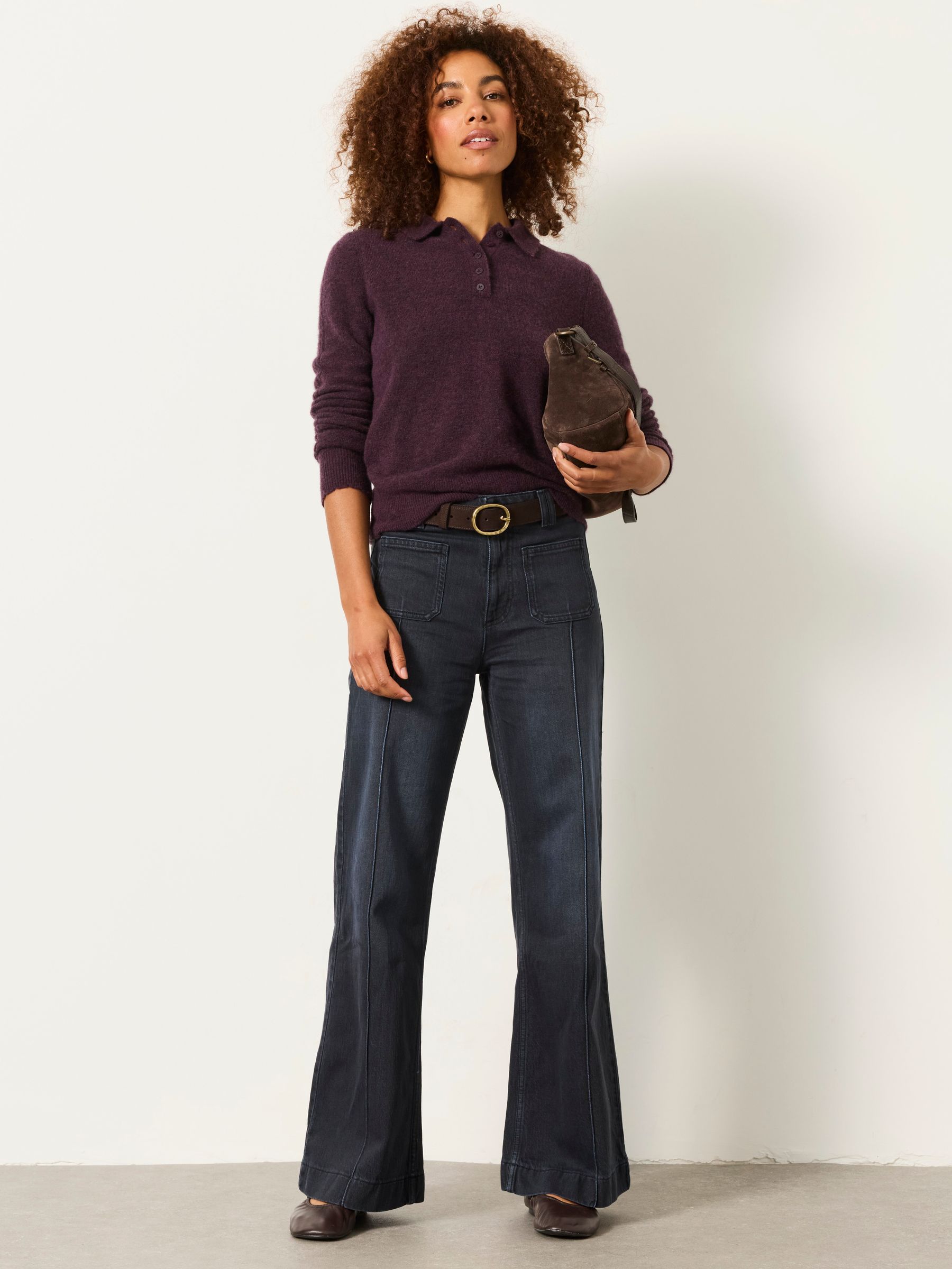Patch Pocket Ink Petite Flare Jeans - Image 3 of 7