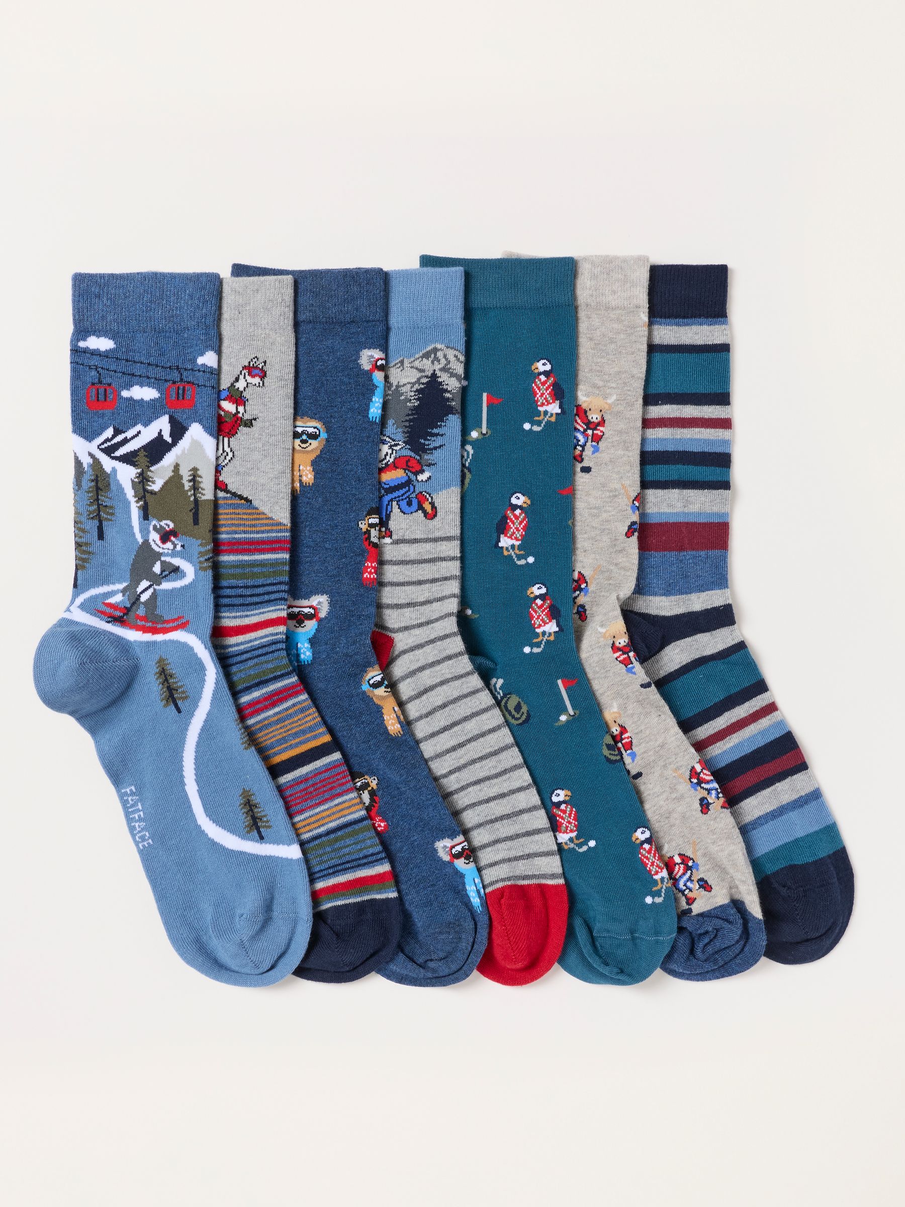 7 Pack Multi Sport Animal Socks in a Gift Box - Image 2 of 3