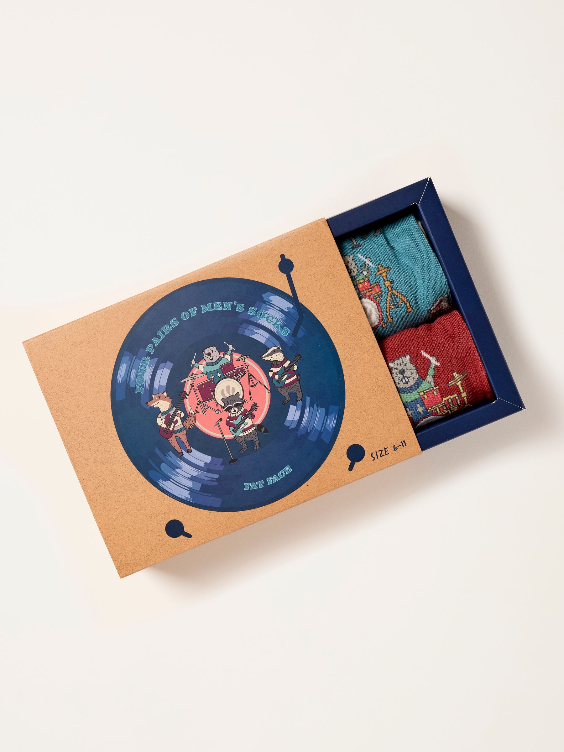 Multi 4 Pack Animal Band Socks in a Vinyl Box - Image 2 of 3