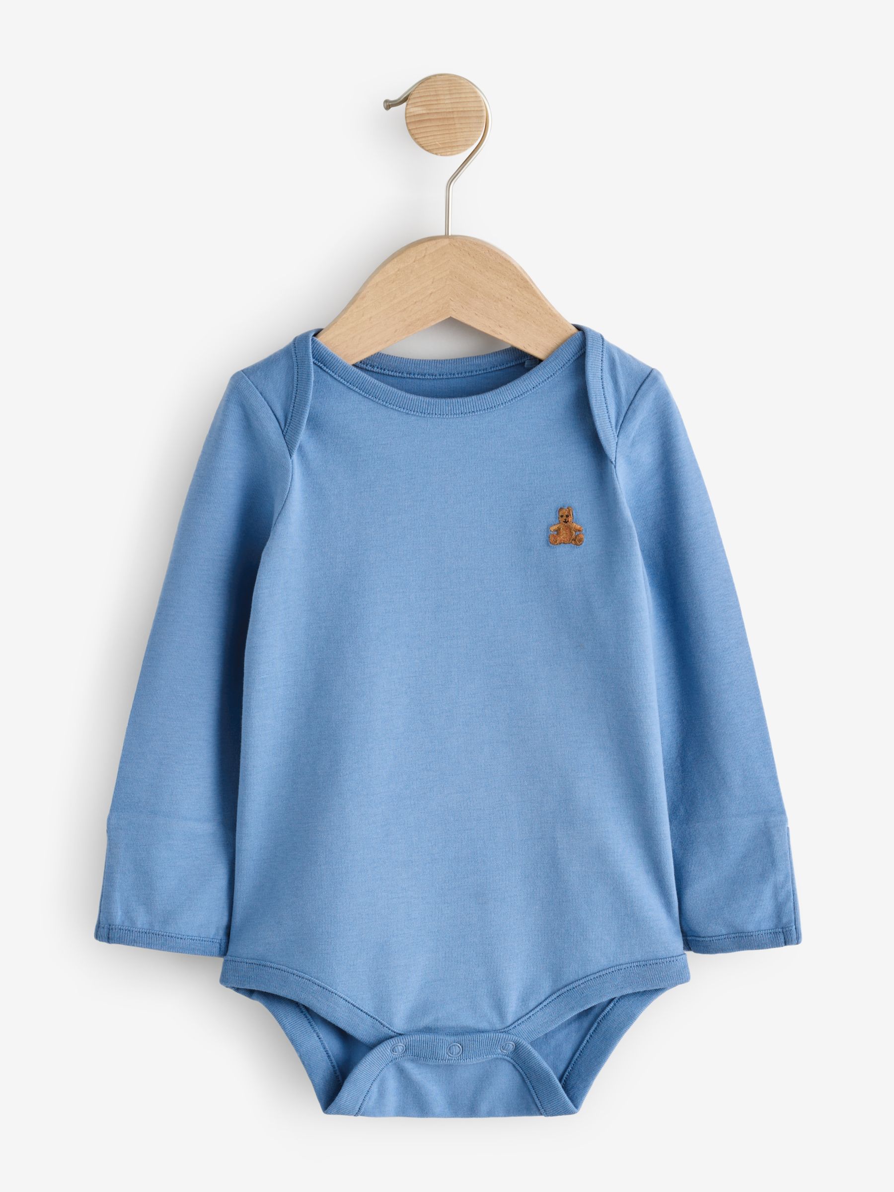 Blue and White 5 Pack Brannan Bear Long Sleeve Baby Bodysuit - Image 4 of 11