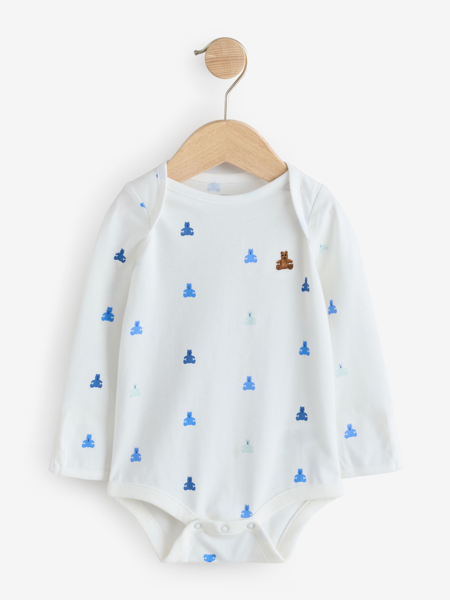Blue and White 5 Pack Brannan Bear Long Sleeve Baby Bodysuit - Image 5 of 11