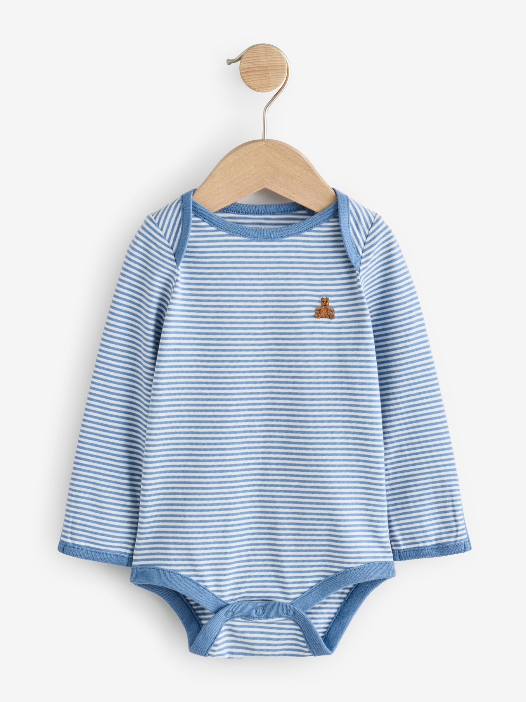 Blue and White 5 Pack Brannan Bear Long Sleeve Baby Bodysuit - Image 7 of 11