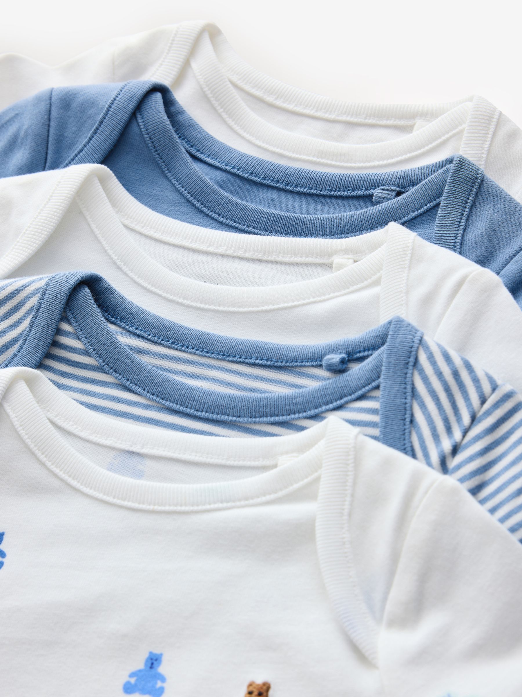 Blue and White 5 Pack Brannan Bear Long Sleeve Baby Bodysuit - Image 8 of 11