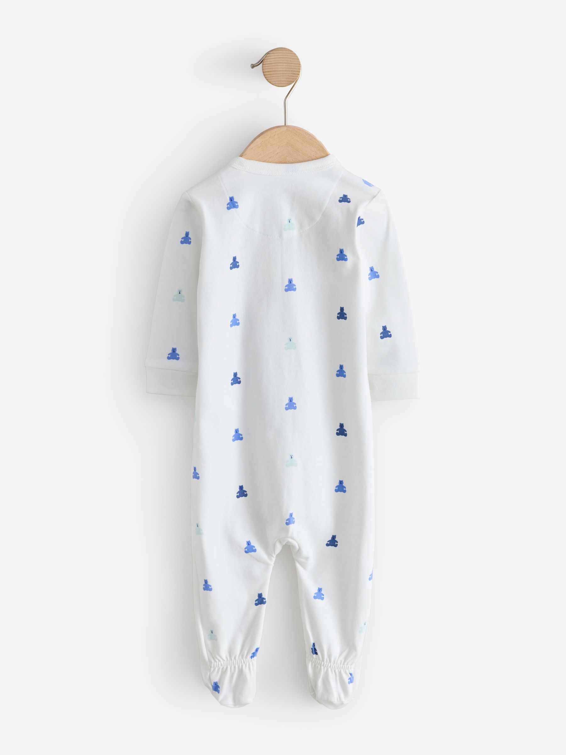 Blue and White 3 Pack Baby Sleepsuit - Image 3 of 8