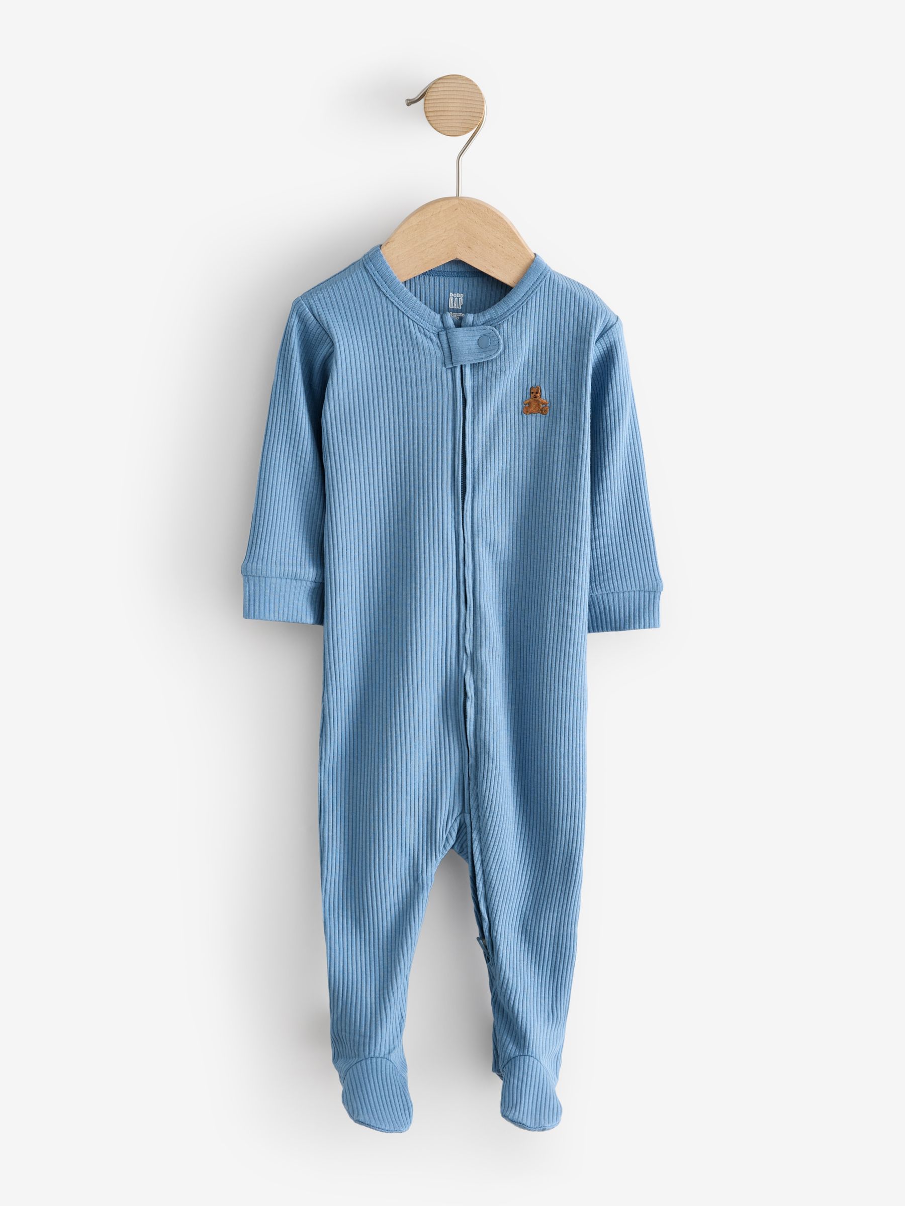 Blue and White 3 Pack Baby Sleepsuit - Image 5 of 8