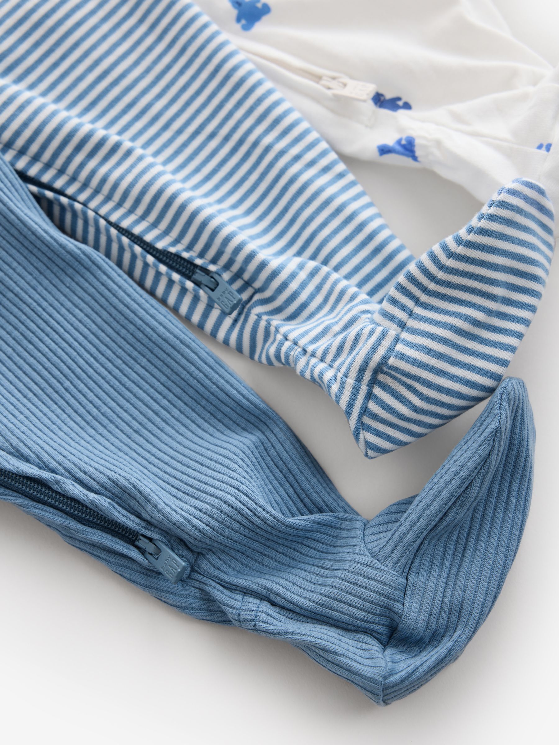 Blue and White 3 Pack Baby Sleepsuit - Image 7 of 8