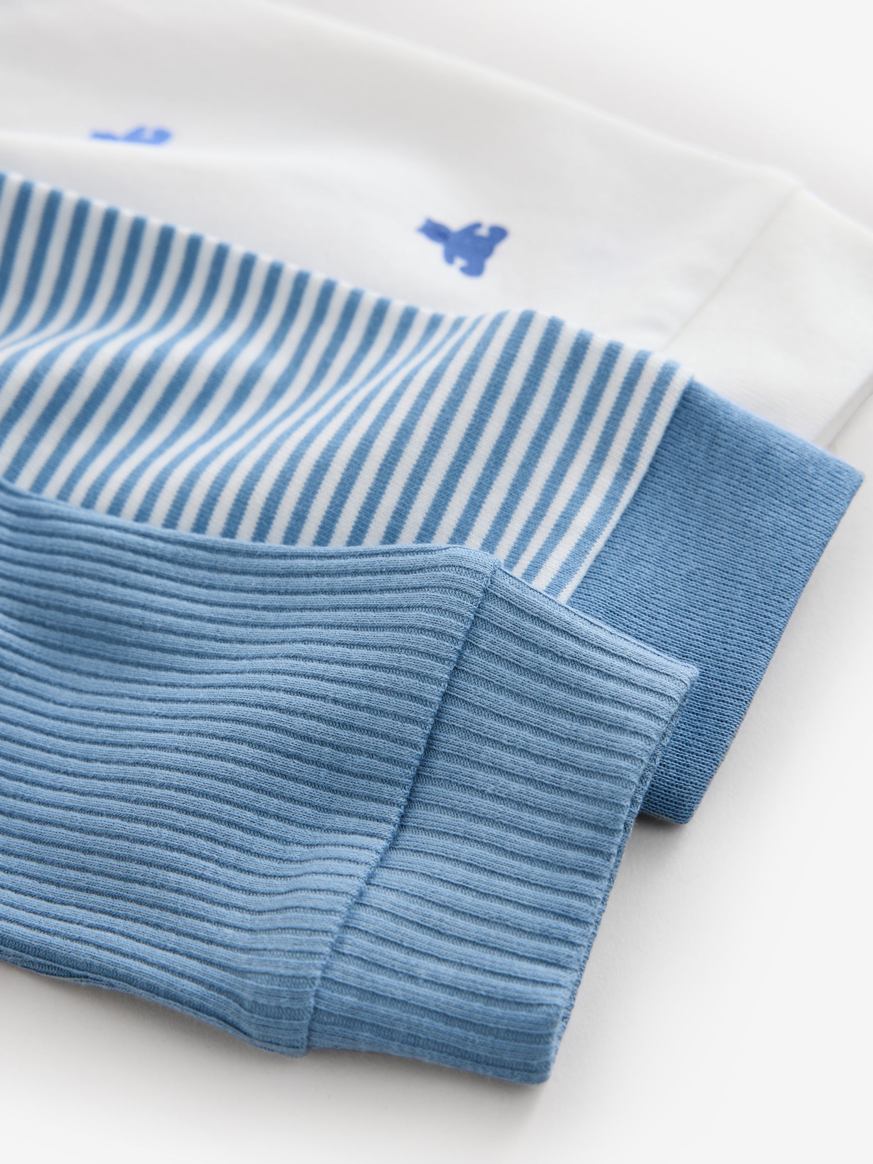 Blue and White 3 Pack Baby Sleepsuit - Image 8 of 8