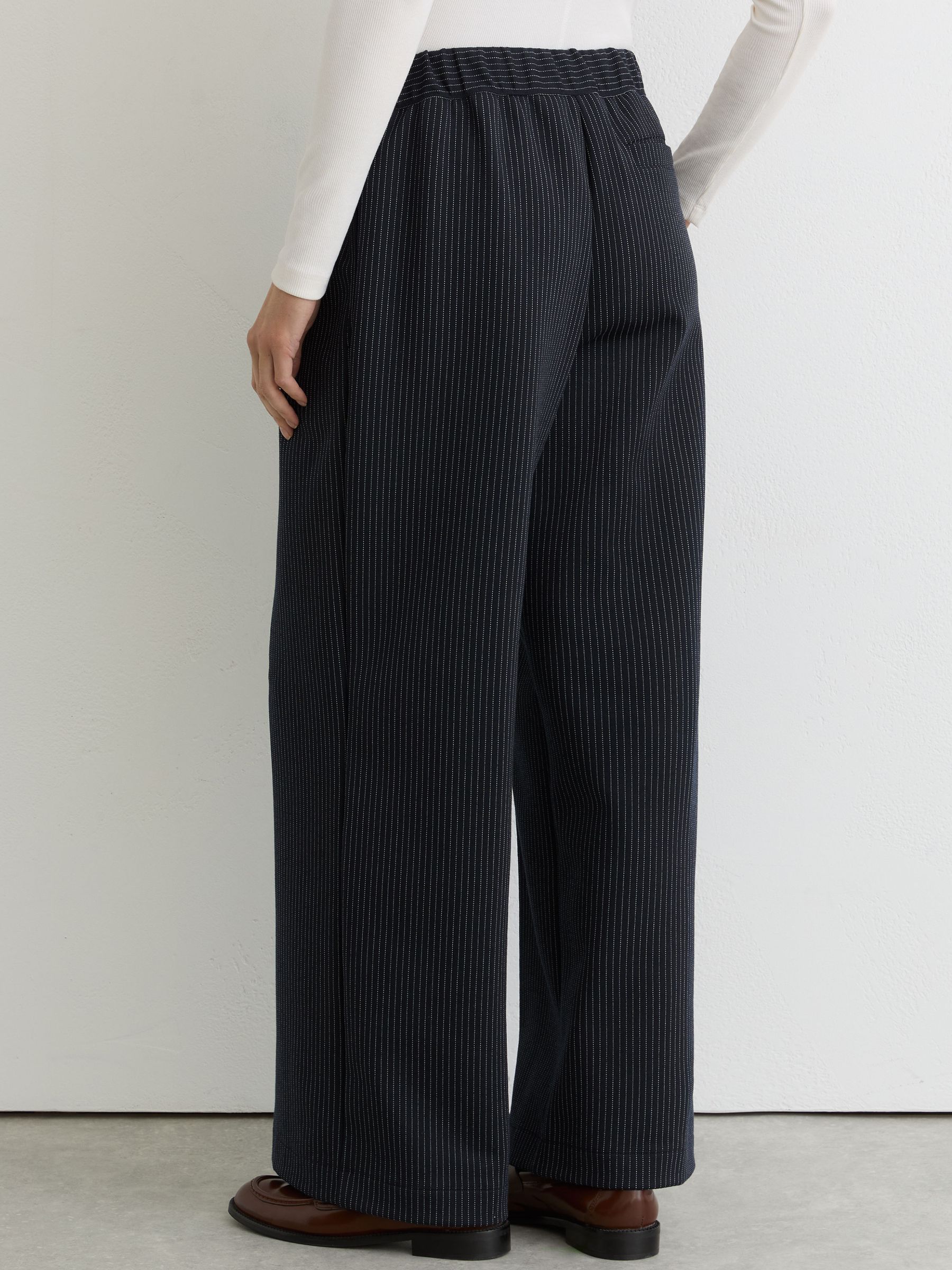 Pinstripe Wide-Leg Joggers in Navy - image 5