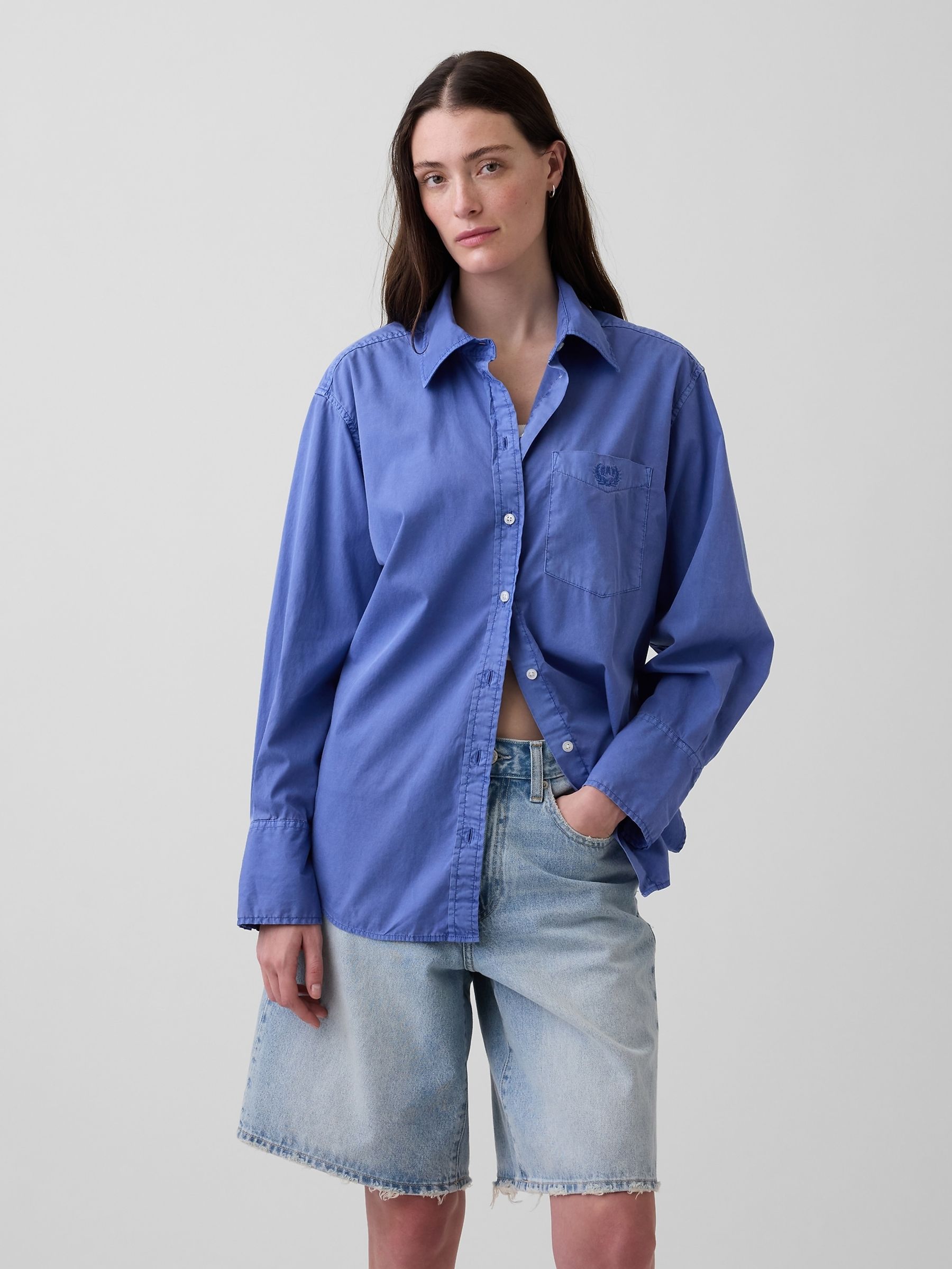 Blue Poplin Big Shirt - Image 1 of 4
